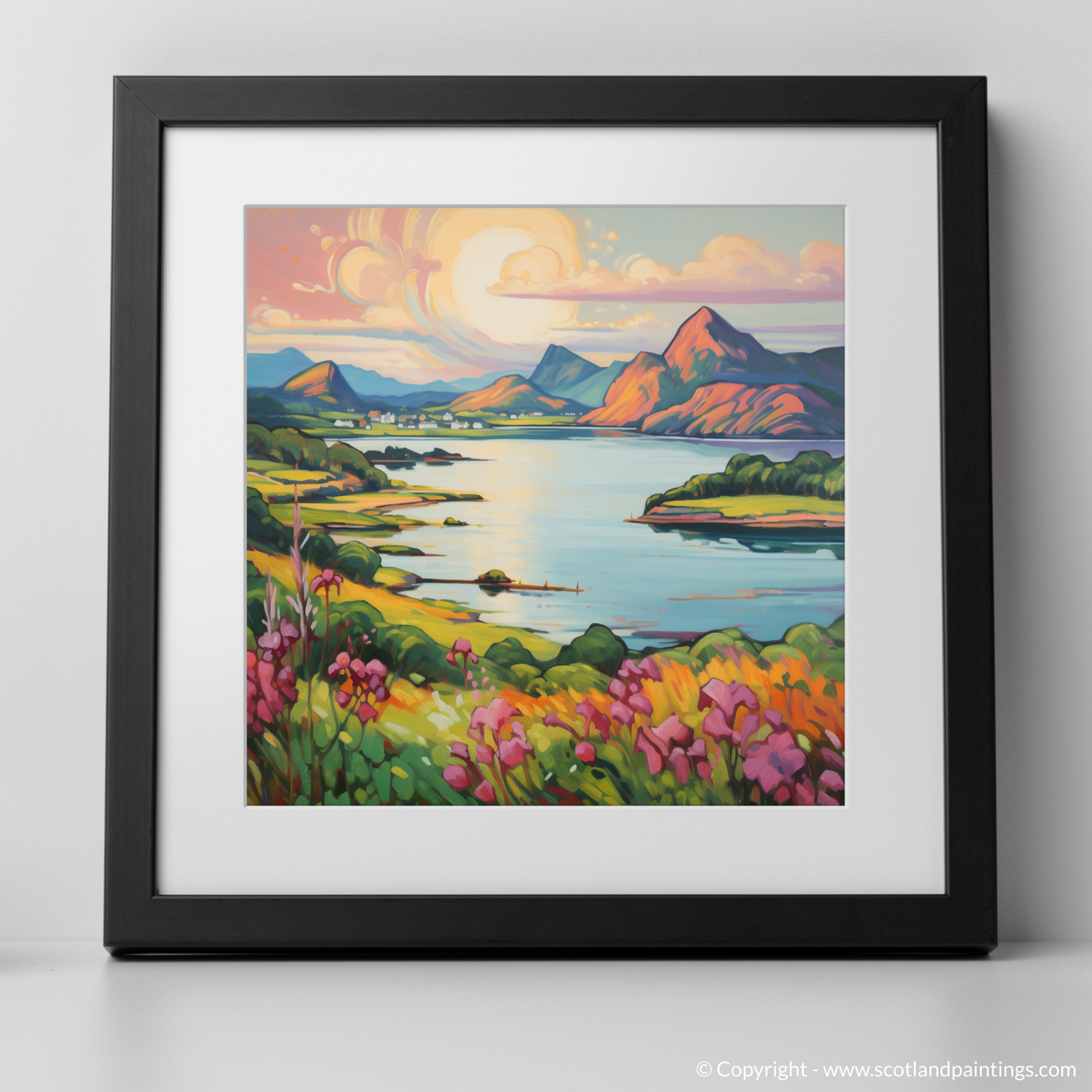 Art Print of Loch Leven, Highlands in summer with a black frame