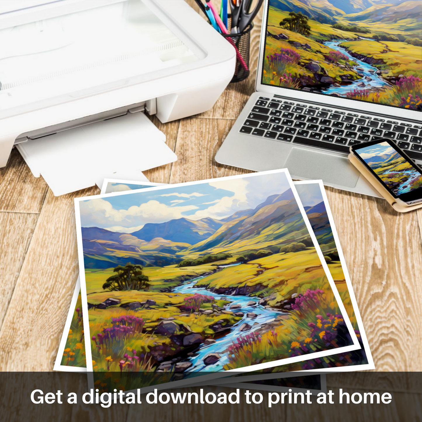 Downloadable and printable picture of Glen Shiel, Highlands in summer