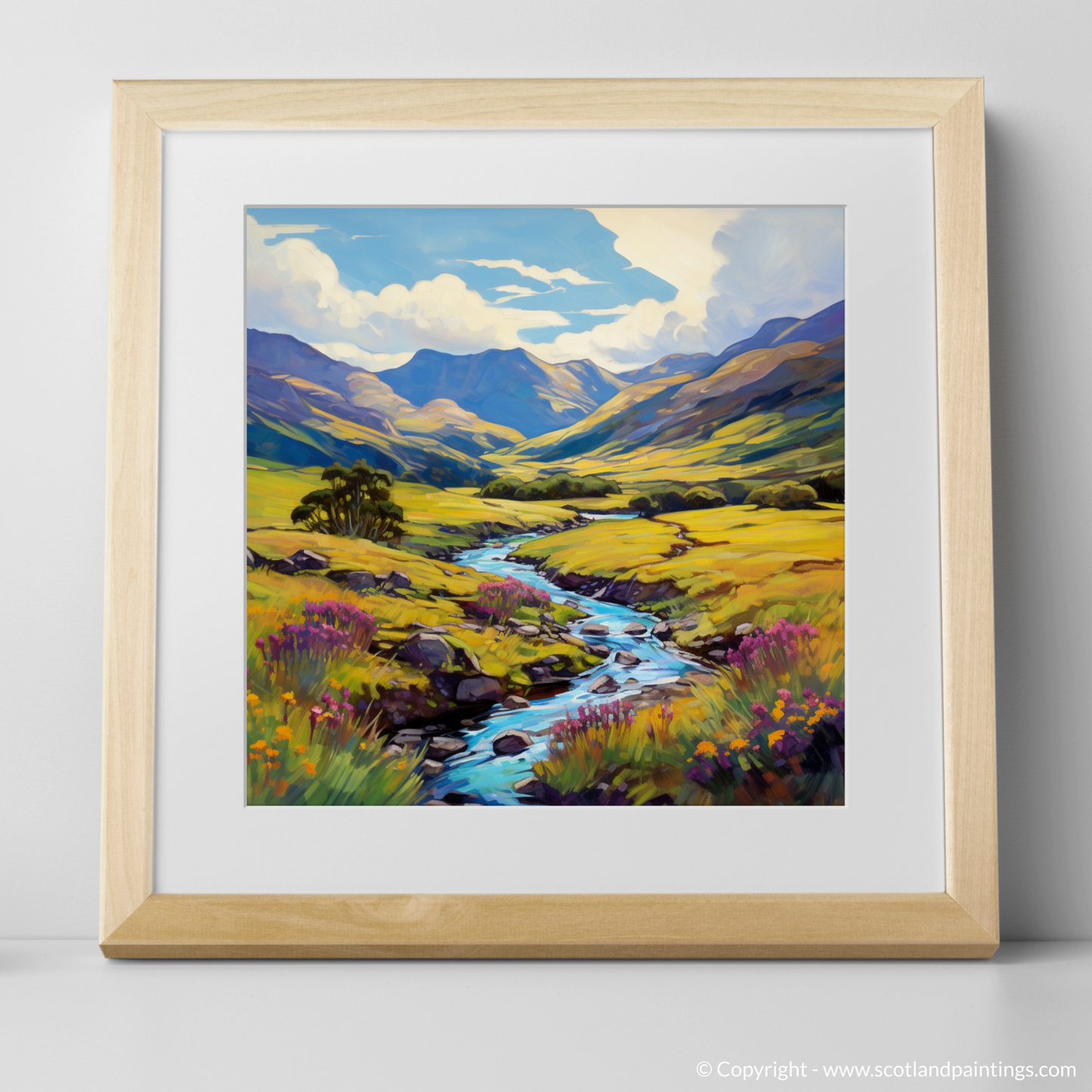 Art Print of Glen Shiel, Highlands in summer with a natural frame