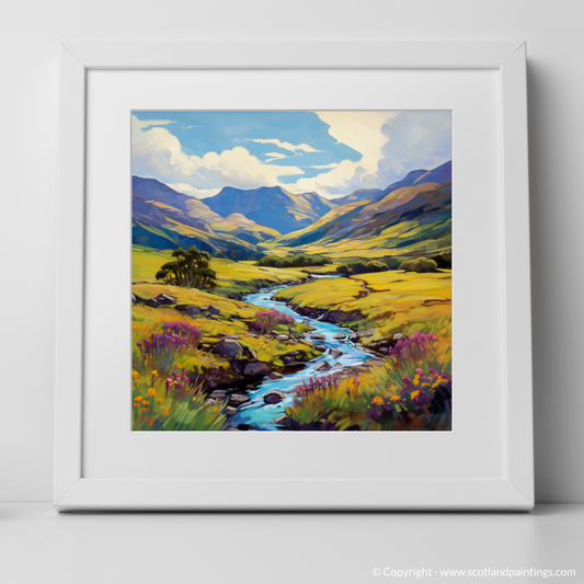 Art Print of Glen Shiel, Highlands in summer with a white frame