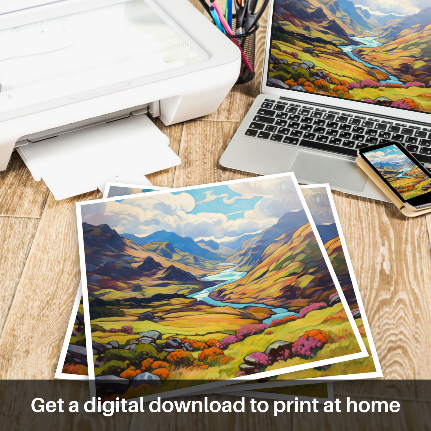 Downloadable and printable picture of Glen Shiel, Highlands in summer