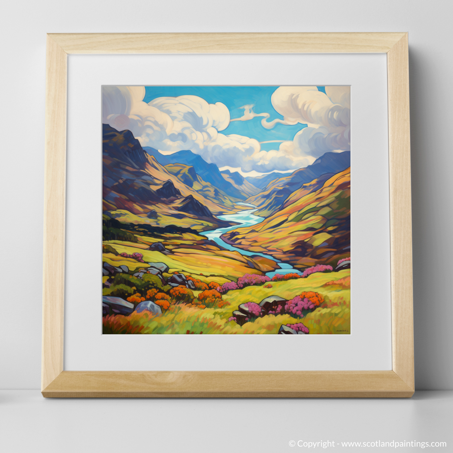 Art Print of Glen Shiel, Highlands in summer with a natural frame