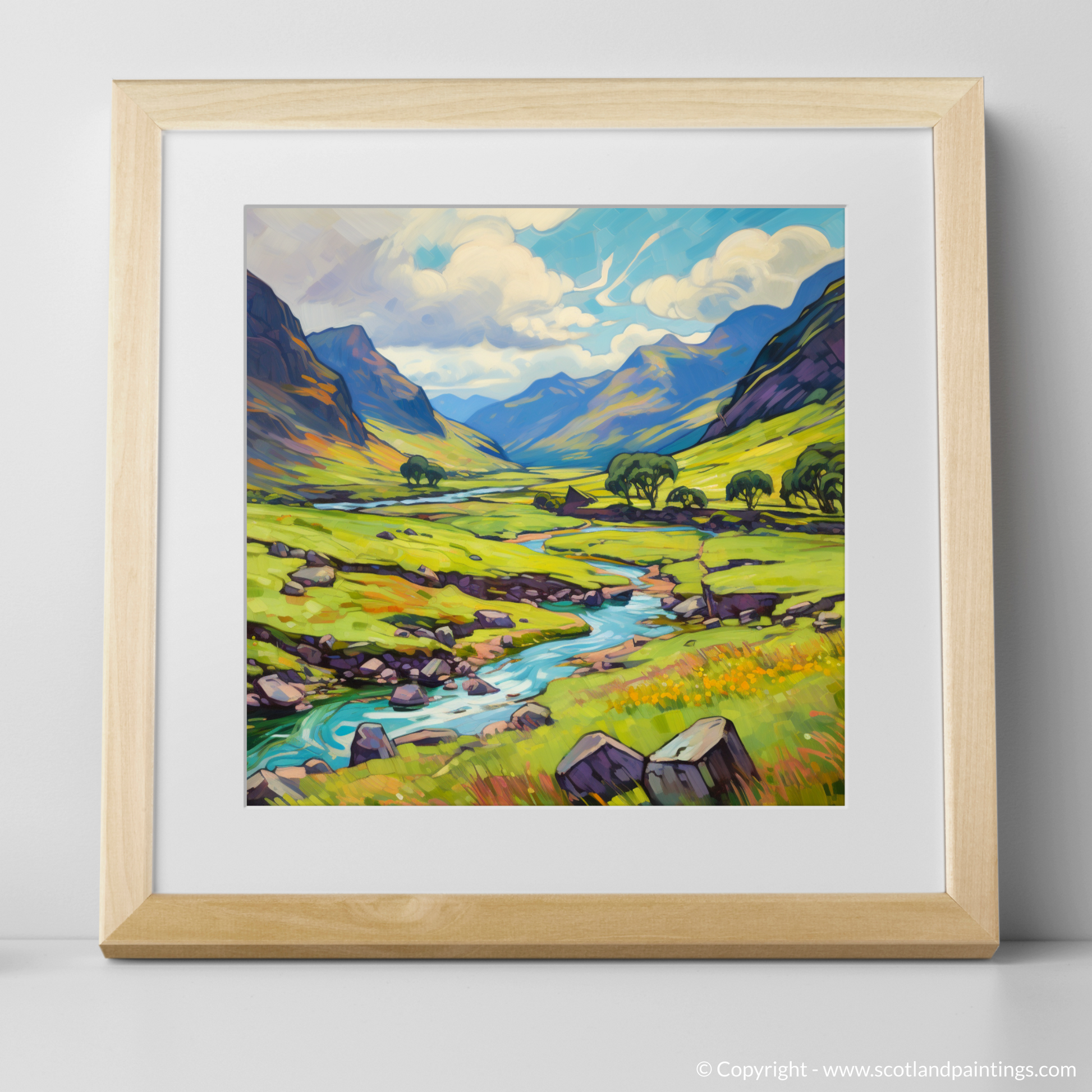 Art Print of Glen Shiel, Highlands in summer with a natural frame