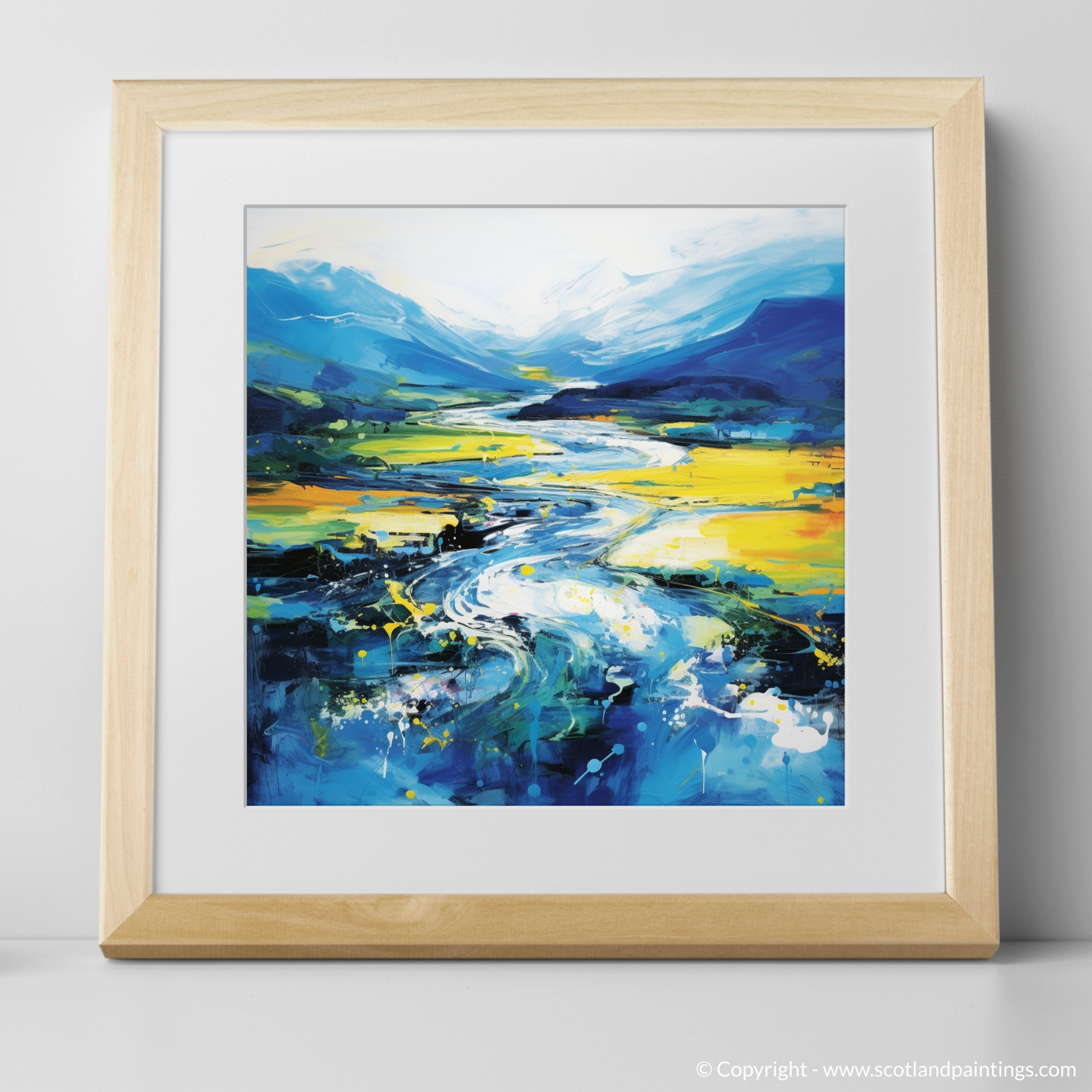 Art Print of River Orchy, Argyll and Bute in summer with a natural frame