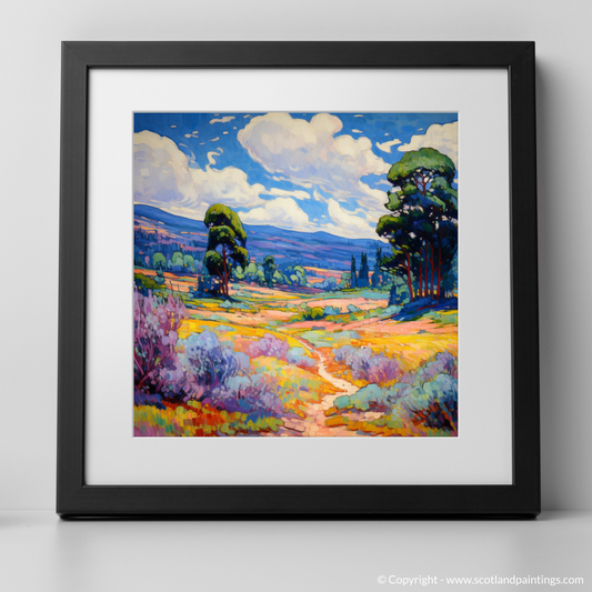 Art Print of Glen Tanar, Aberdeenshire in summer with a black frame