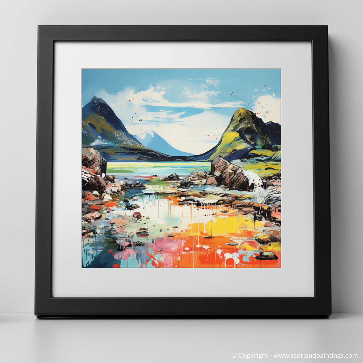 Art Print of Isle of Rum, Inner Hebrides in summer with a black frame