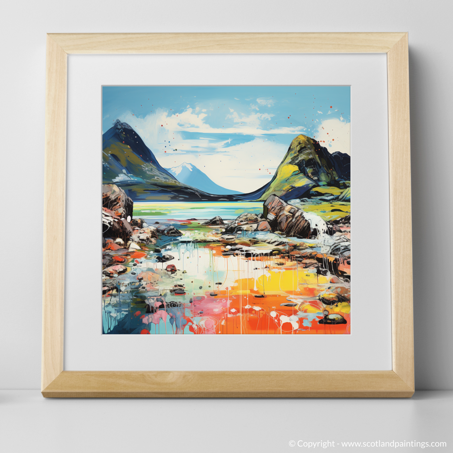 Art Print of Isle of Rum, Inner Hebrides in summer with a natural frame