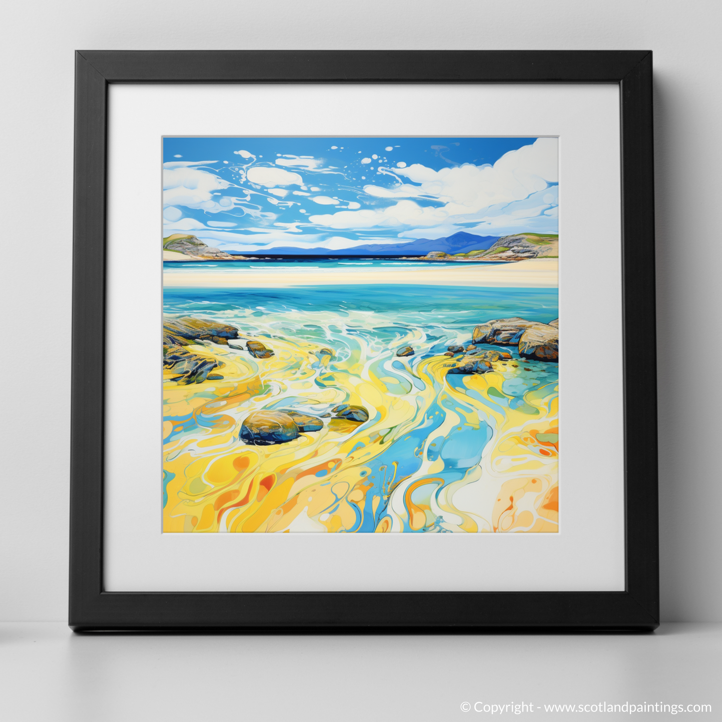 Art Print of Luskentyre Sands, Isle of Lewis in summer with a black frame