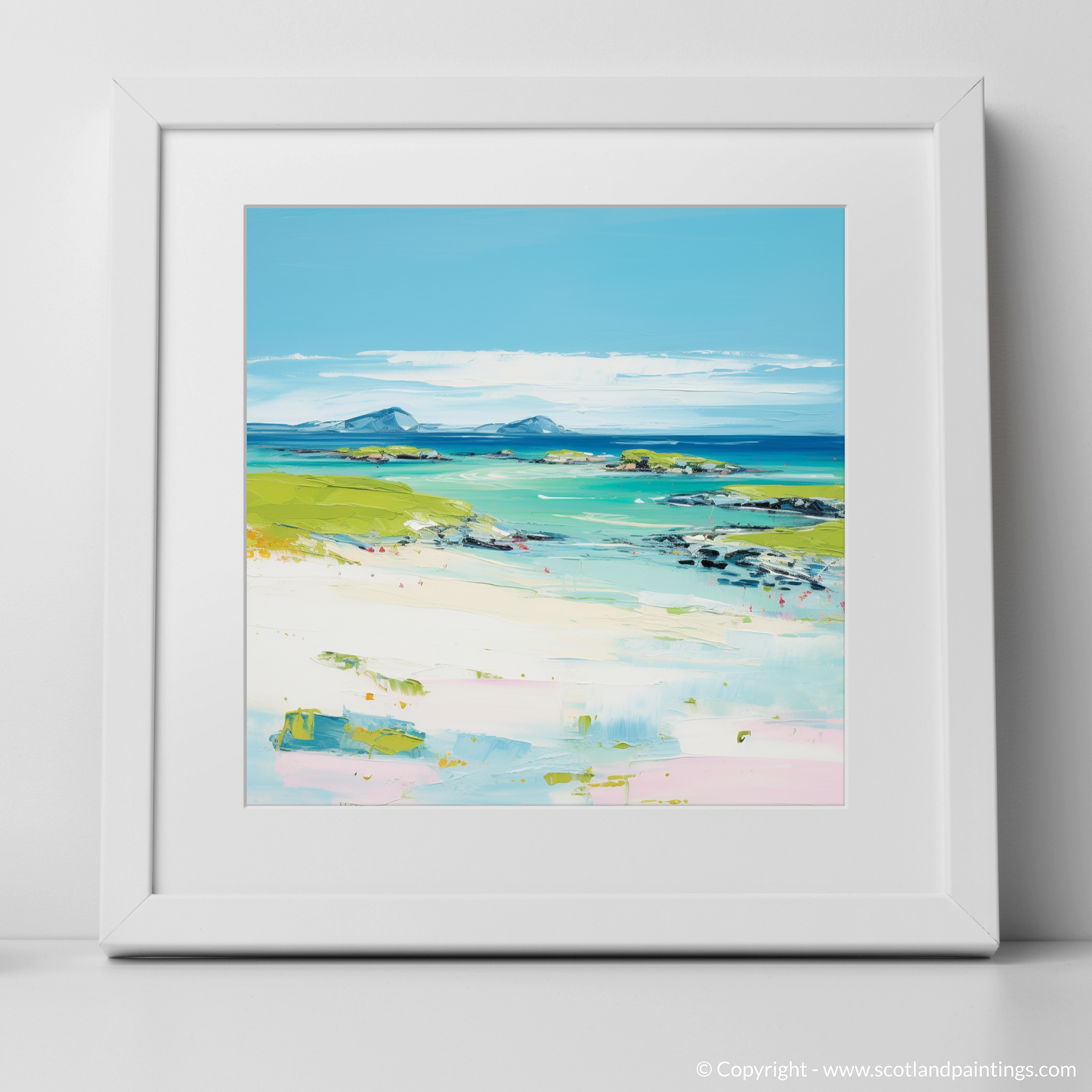 Art Print of Isle of Tiree, Inner Hebrides in summer with a white frame