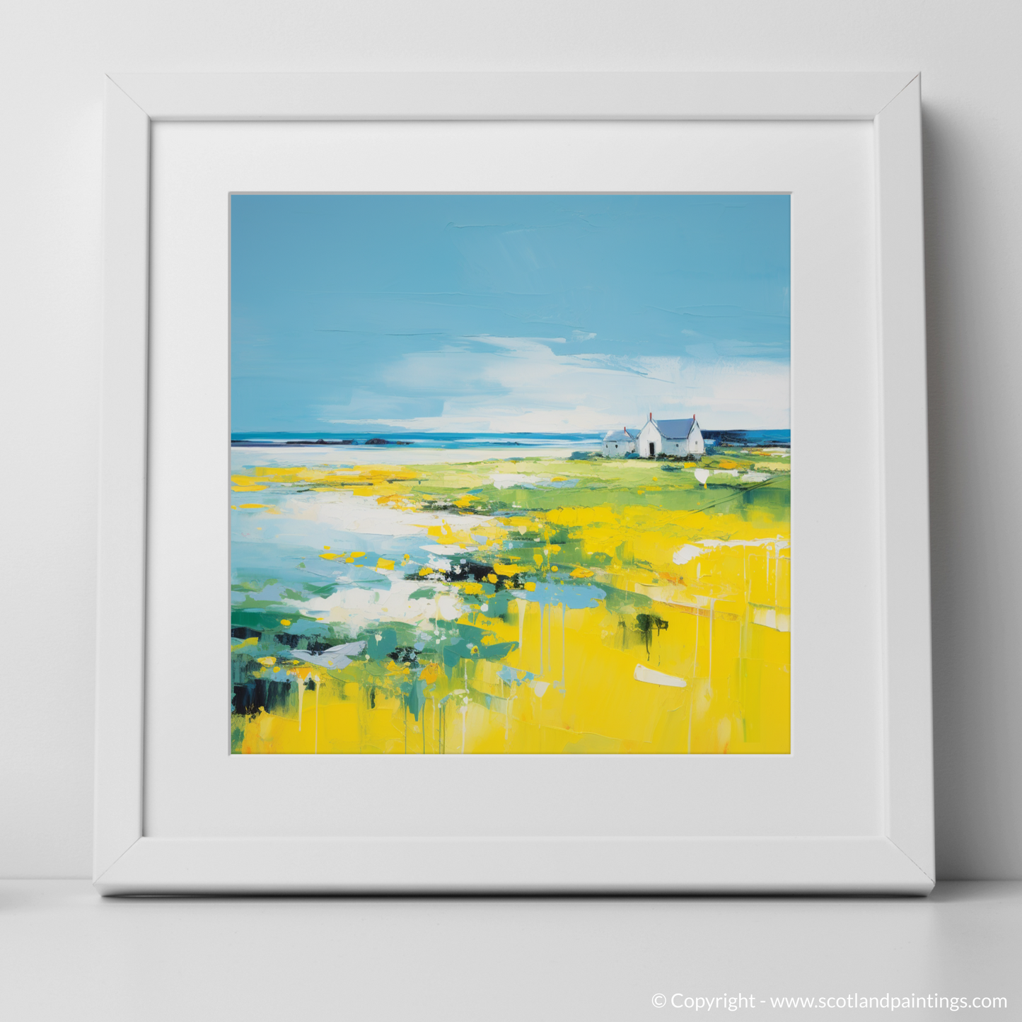 Art Print of Isle of Tiree, Inner Hebrides in summer with a white frame