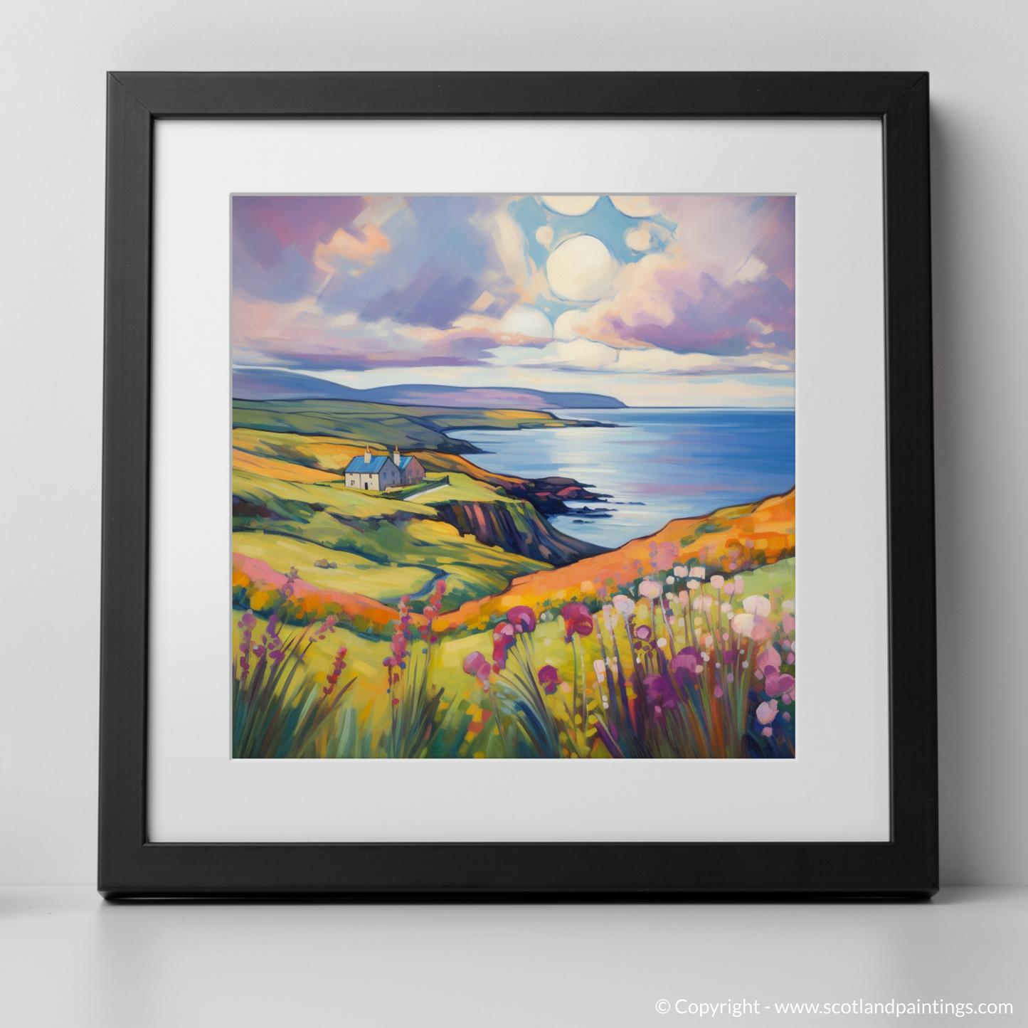 Art Print of Shetland, North of mainland Scotland in summer with a black frame