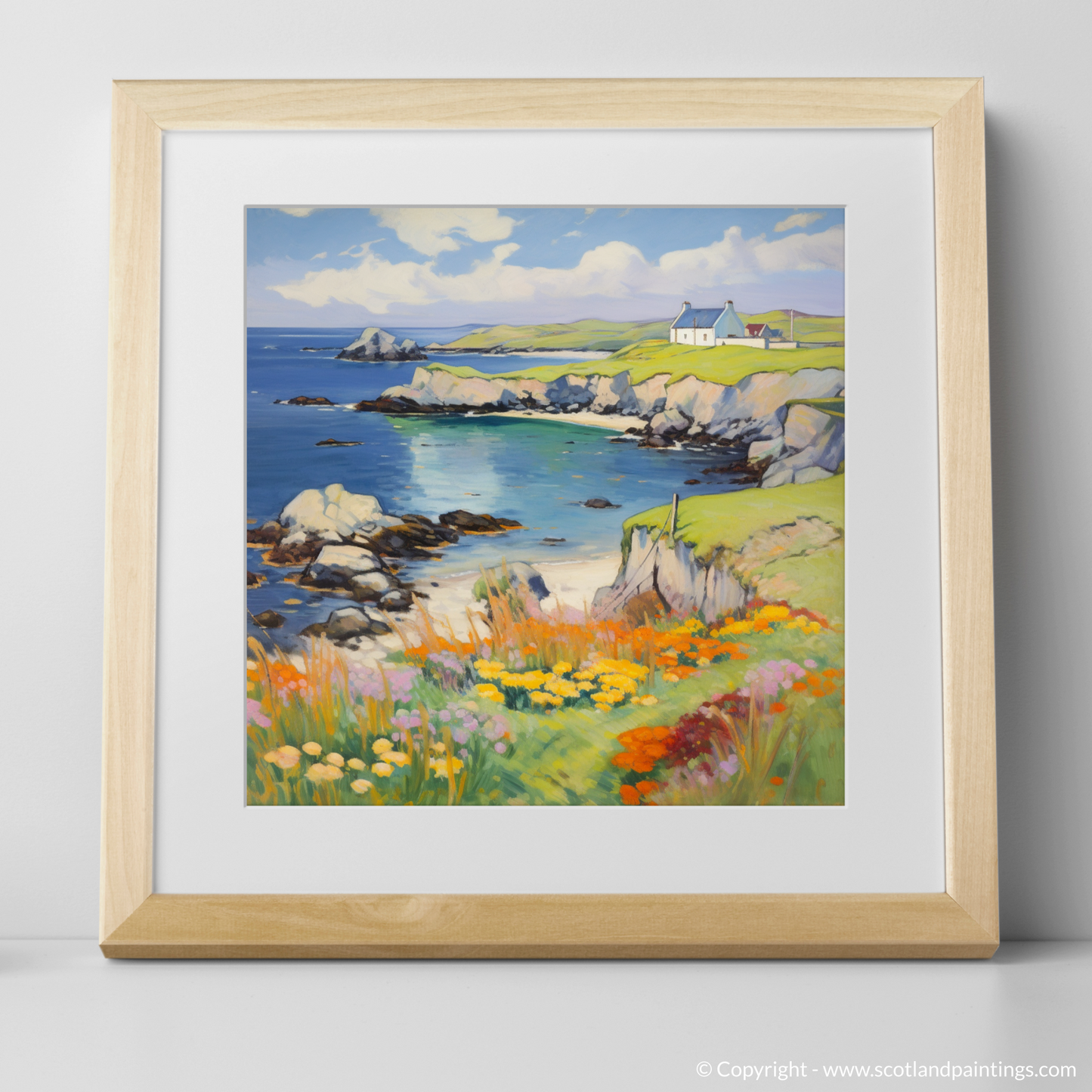 Art Print of Shetland, North of mainland Scotland in summer with a natural frame