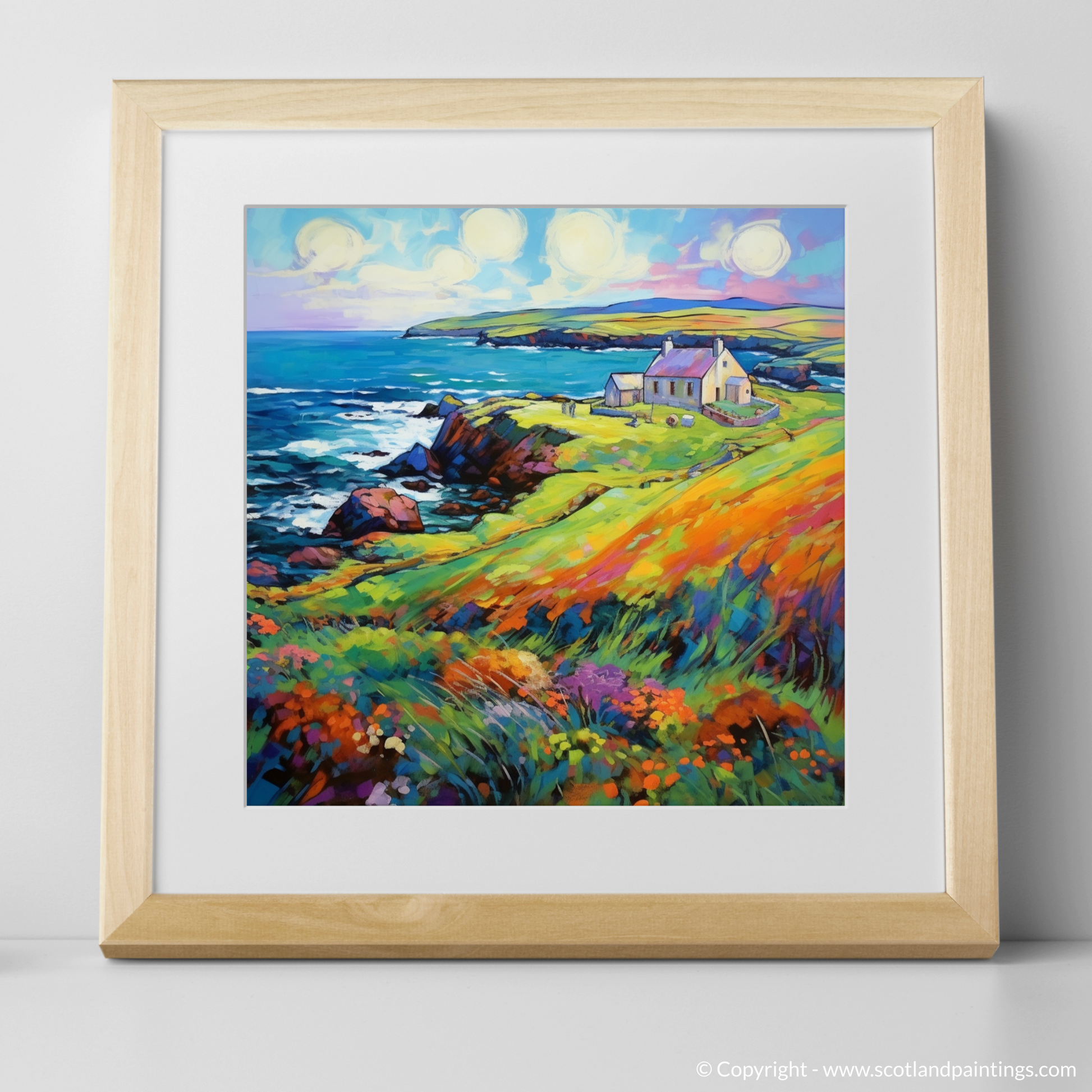 Art Print of Shetland, North of mainland Scotland in summer with a natural frame