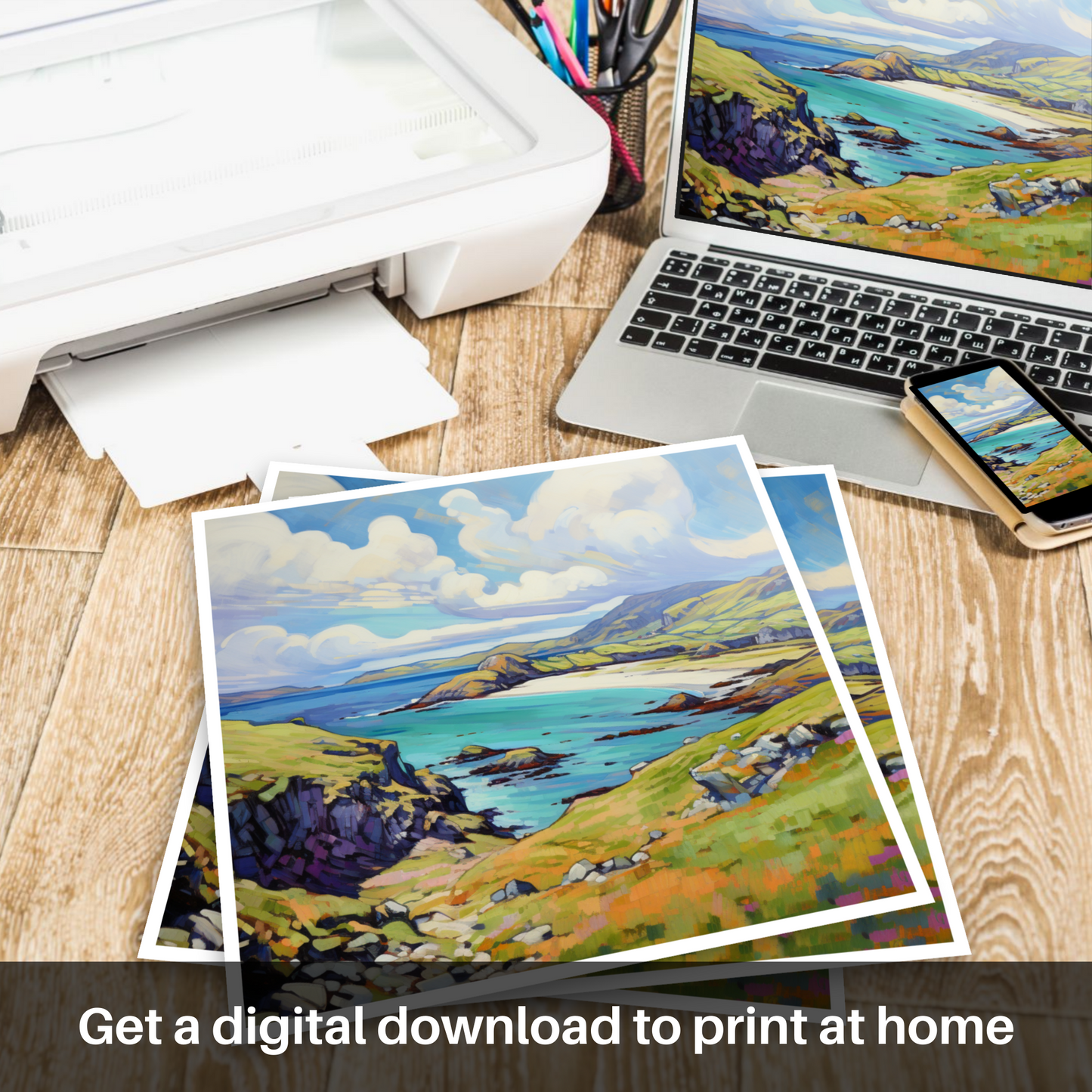 Downloadable and printable picture of Isle of Lewis, Outer Hebrides in summer