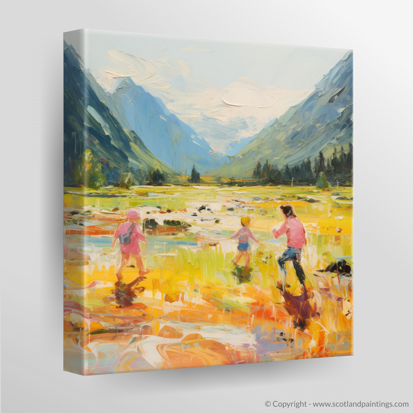 Canvas Print of Children playing in Glencoe during summer