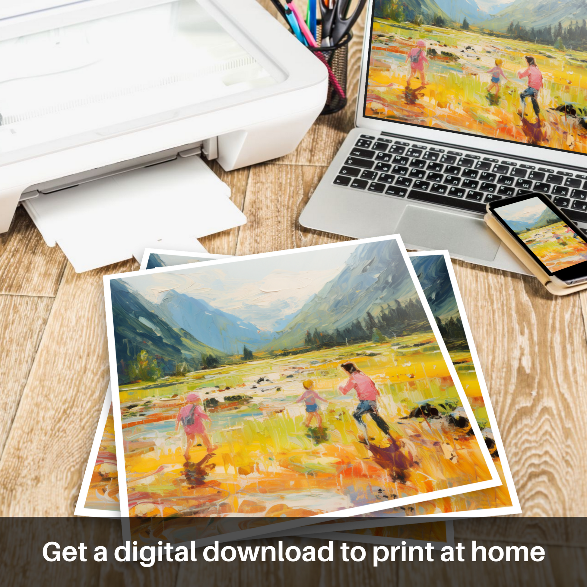 Downloadable and printable picture of Children playing in Glencoe during summer