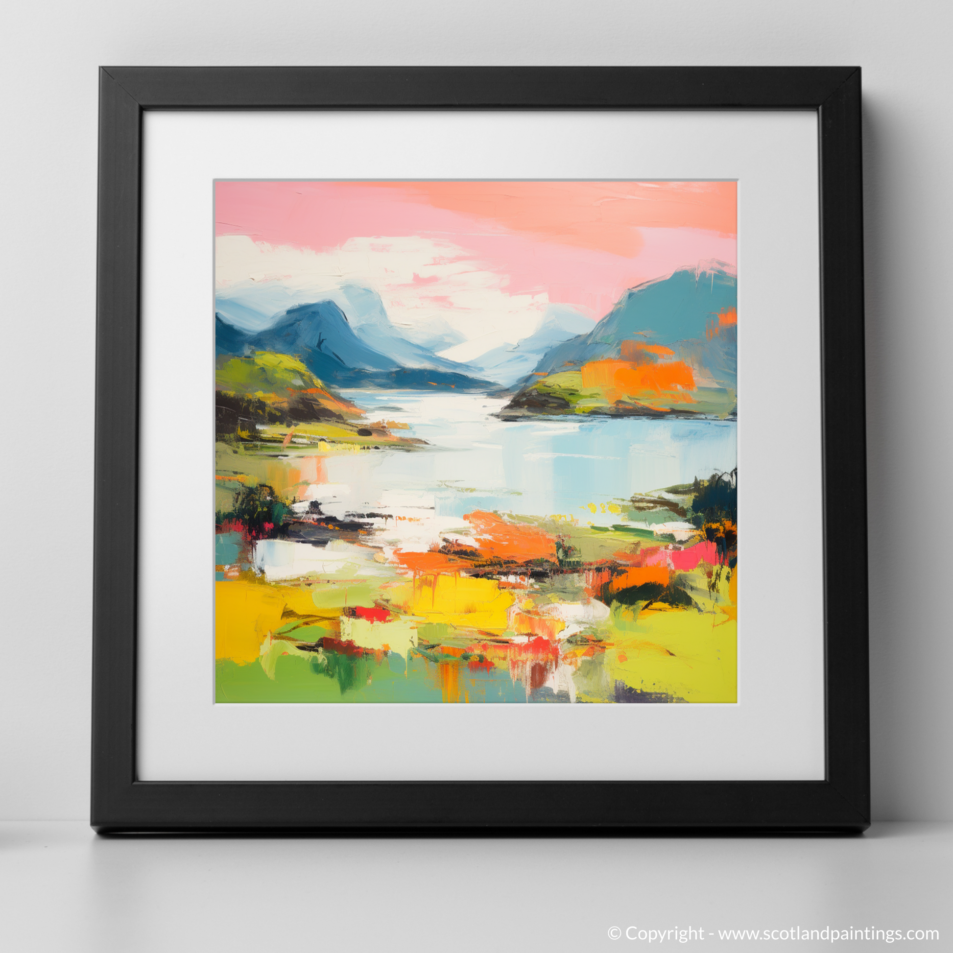 Art Print of Loch Morar, Highlands in summer with a black frame