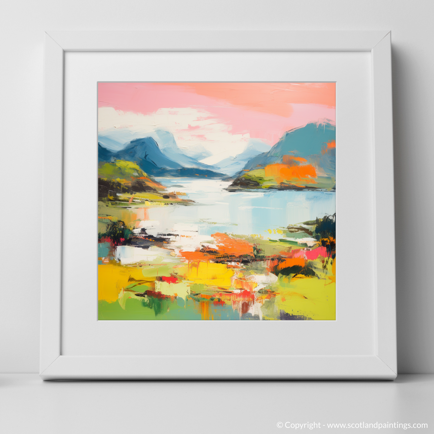 Art Print of Loch Morar, Highlands in summer with a white frame