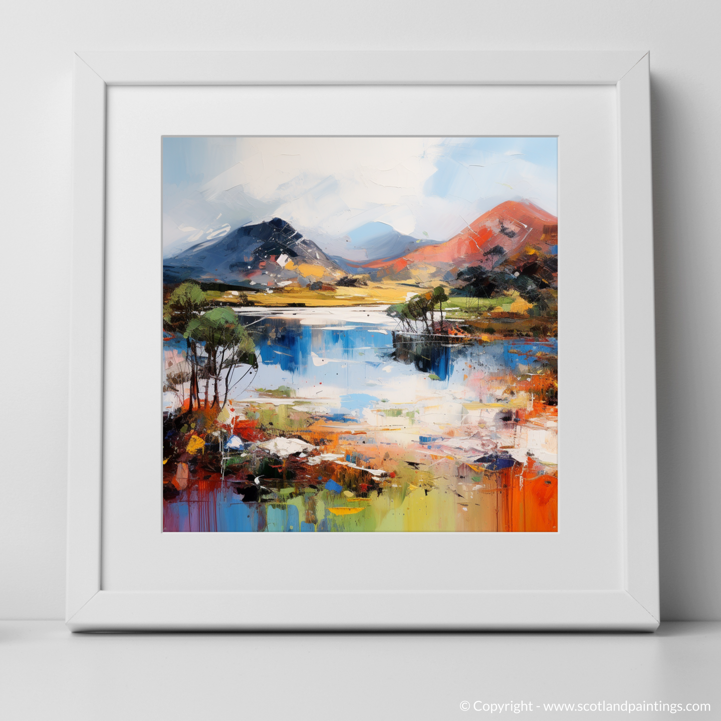 Art Print of Loch Glencoul, Sutherland in summer with a white frame