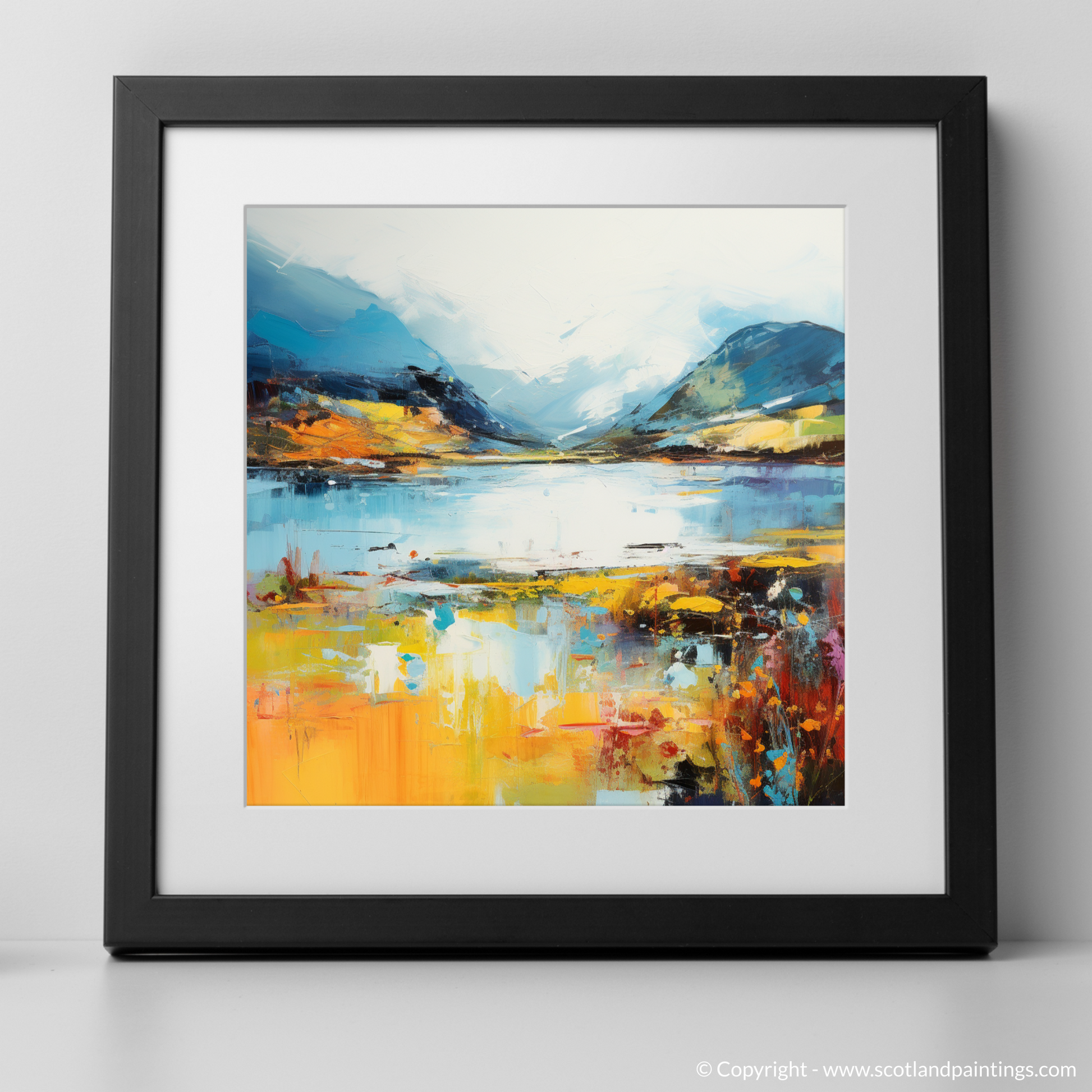 Art Print of Loch Glencoul, Sutherland in summer with a black frame