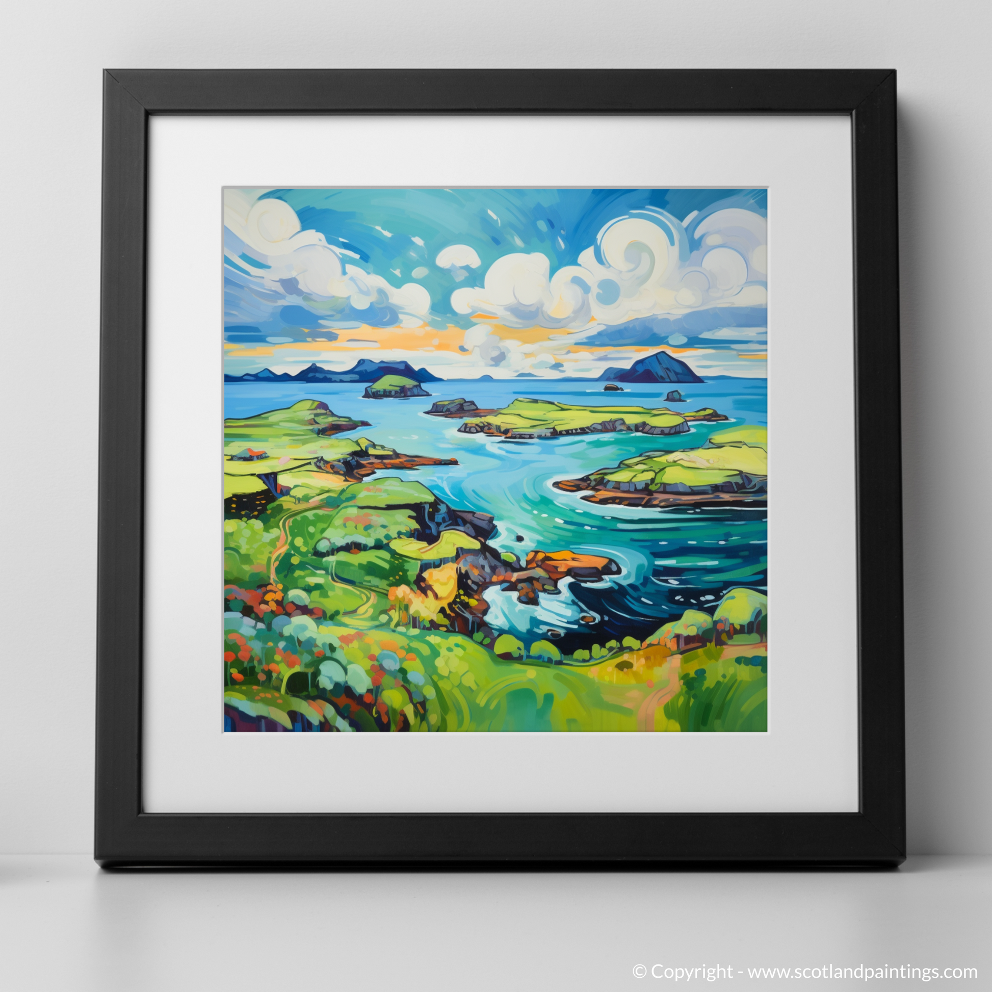 Art Print of Isle of Skyes smaller isles, Inner Hebrides in summer with a black frame