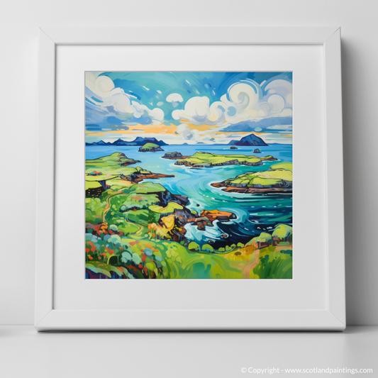 Art Print of Isle of Skyes smaller isles, Inner Hebrides in summer with a white frame