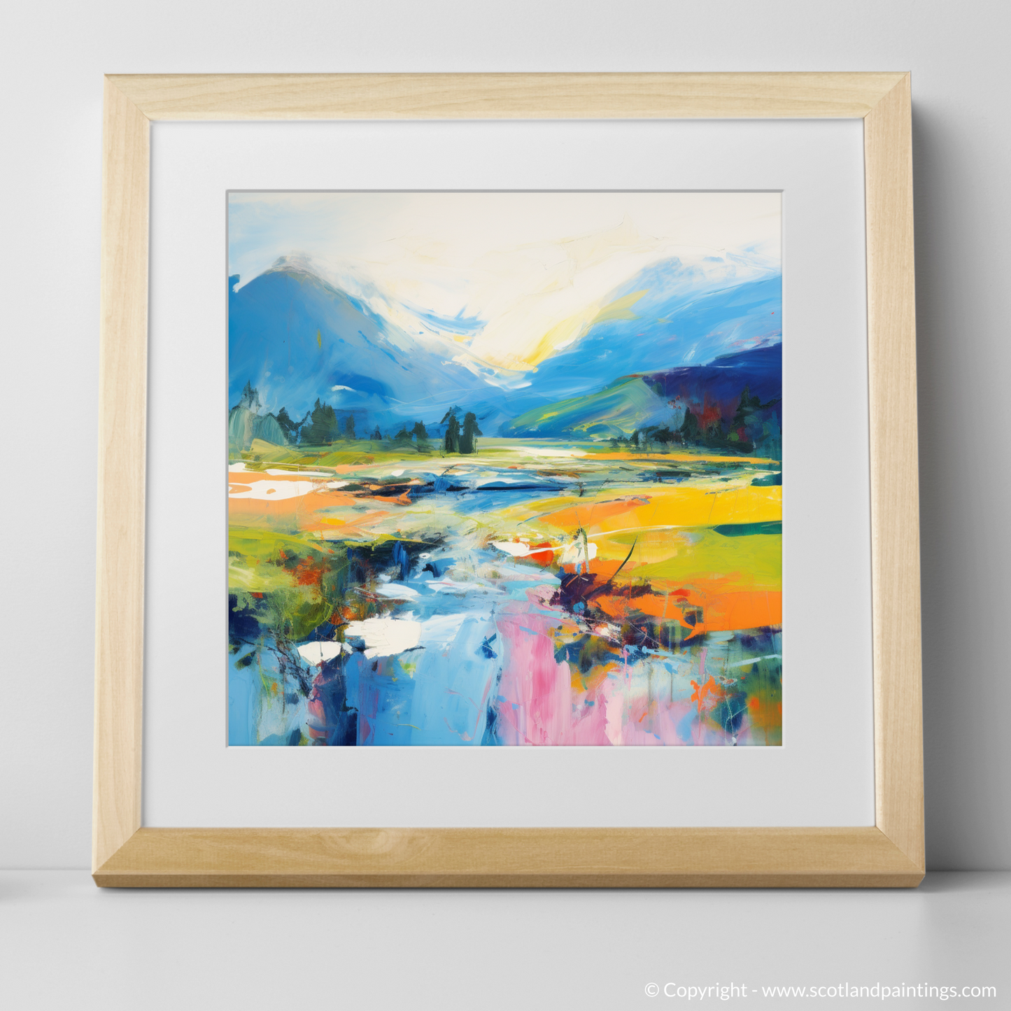 Art Print of River Spean, Highlands in summer with a natural frame