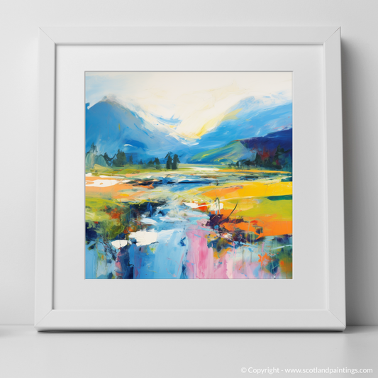 Art Print of River Spean, Highlands in summer with a white frame