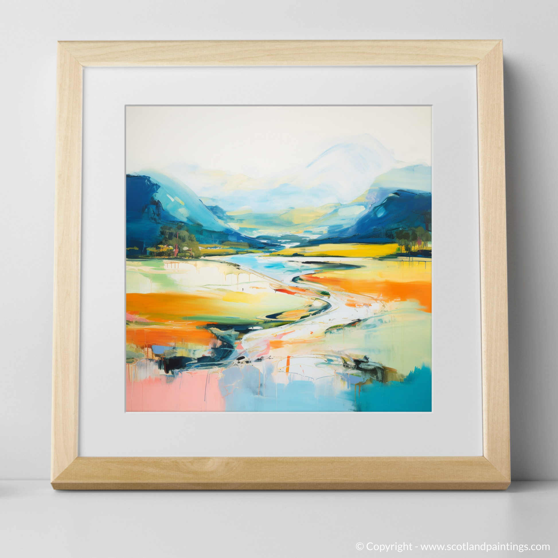 Art Print of River Spean, Highlands in summer with a natural frame