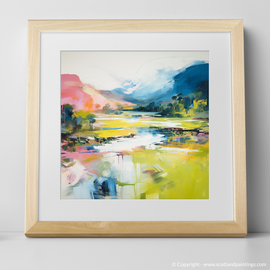 Art Print of River Spean, Highlands in summer with a natural frame