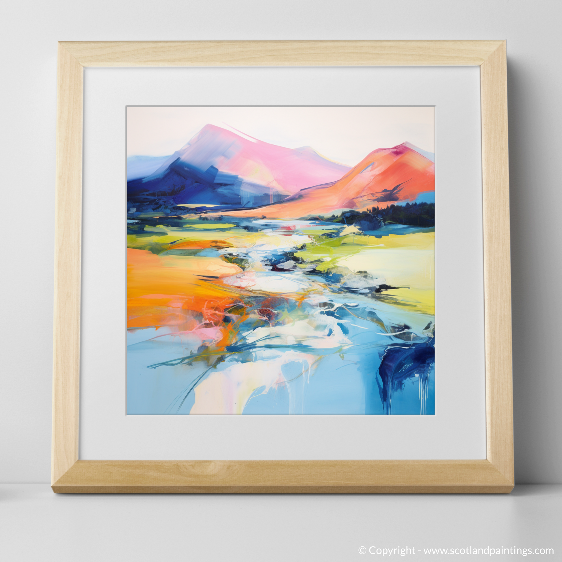 Art Print of River Spean, Highlands in summer with a natural frame