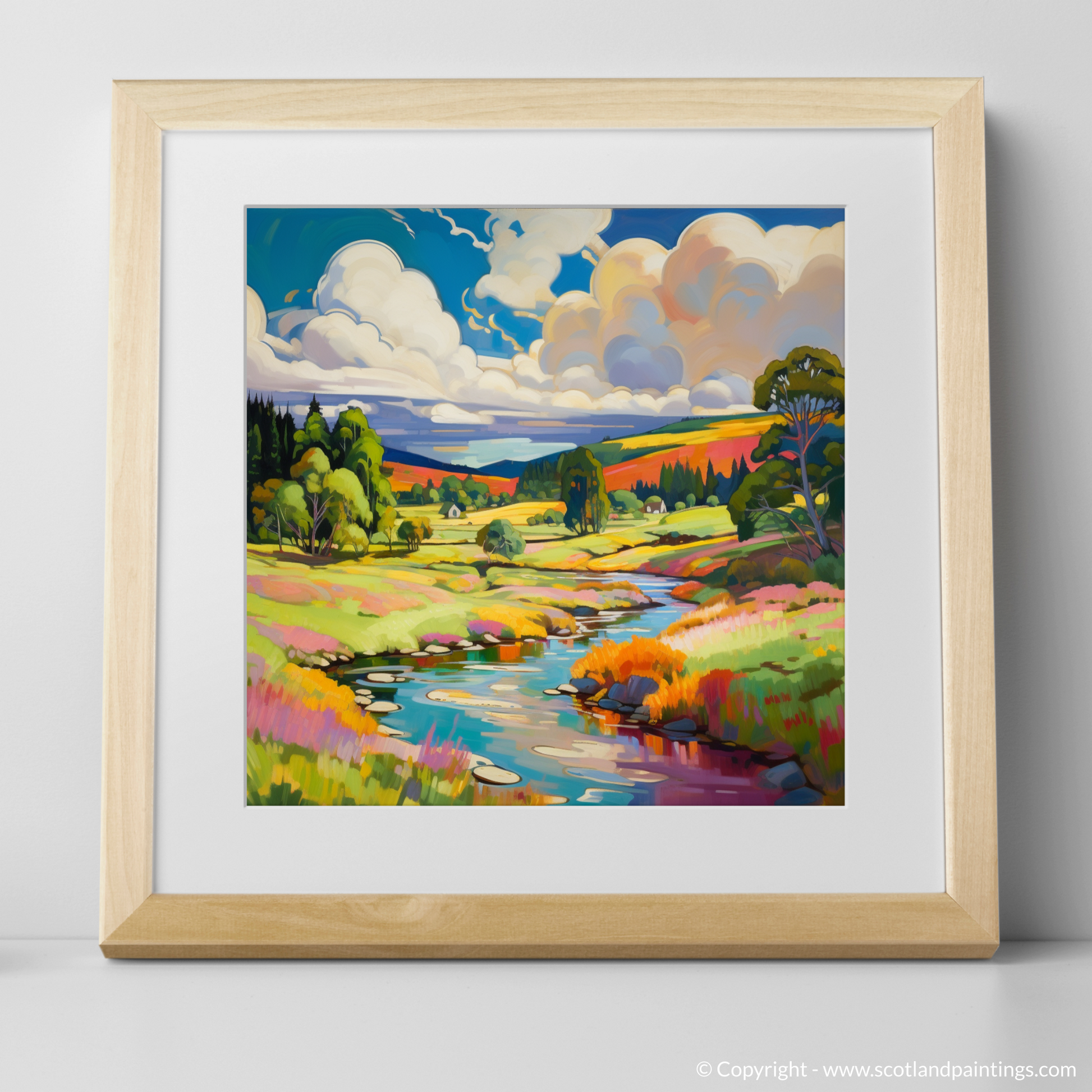 Art Print of Glen Tanar, Aberdeenshire in summer with a natural frame