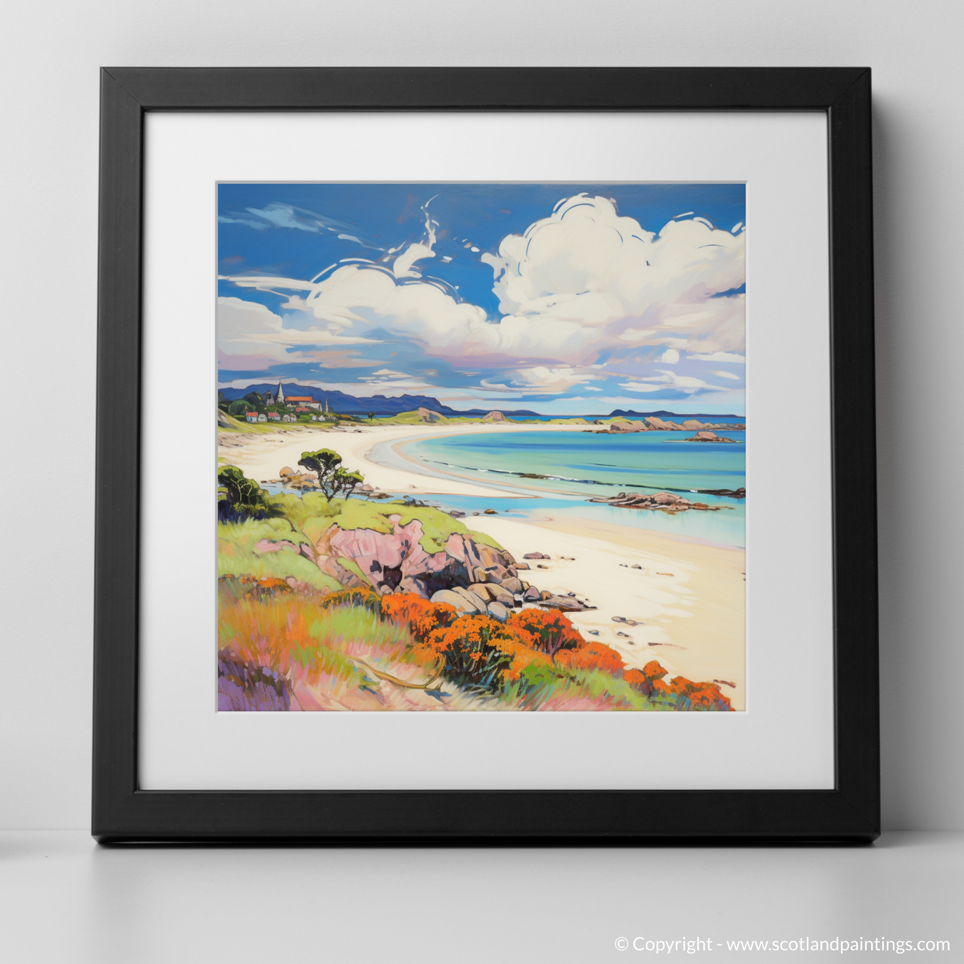 Art Print of Arisaig Beach, Arisaig in summer with a black frame