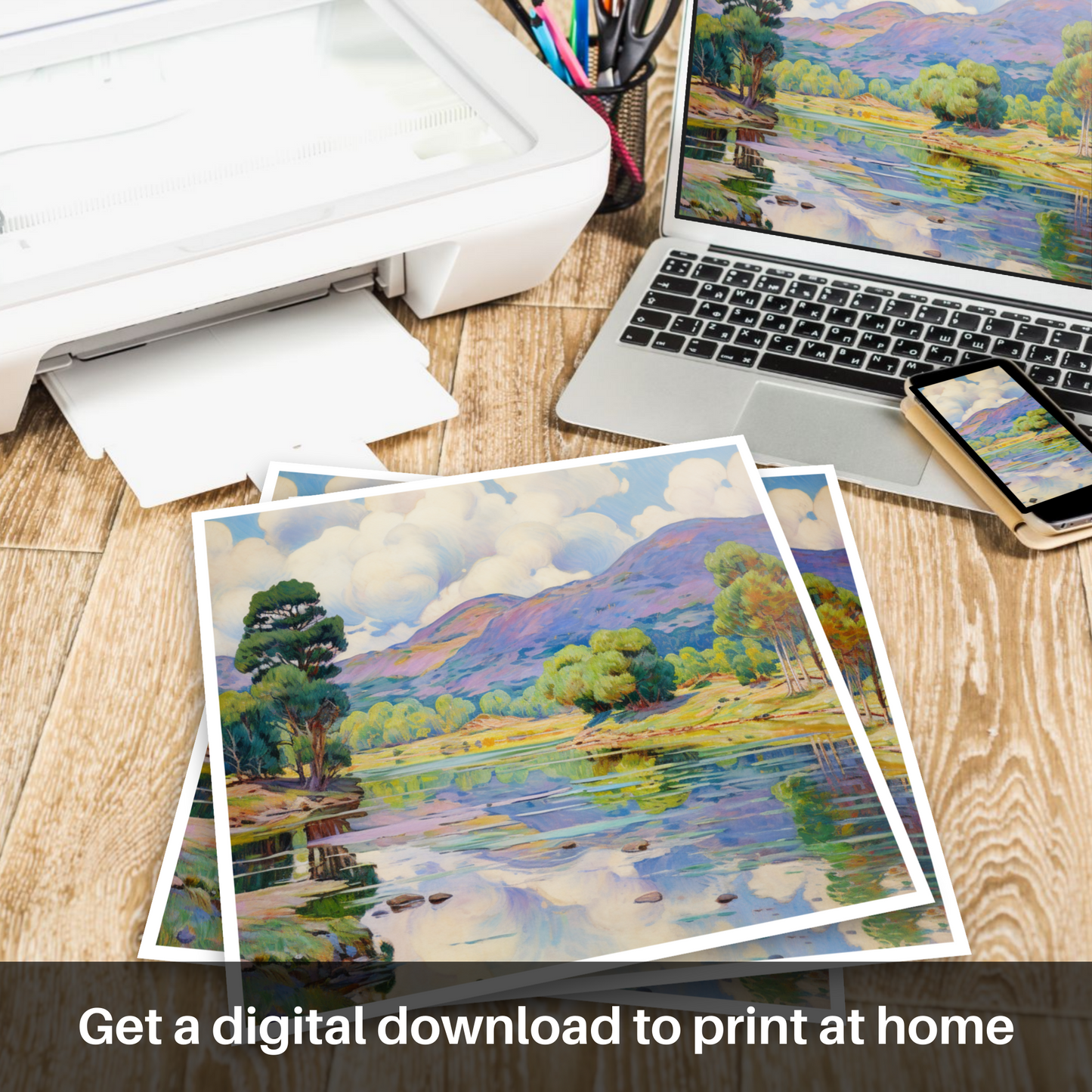 Downloadable and printable picture of Glen Affric, Highlands in summer