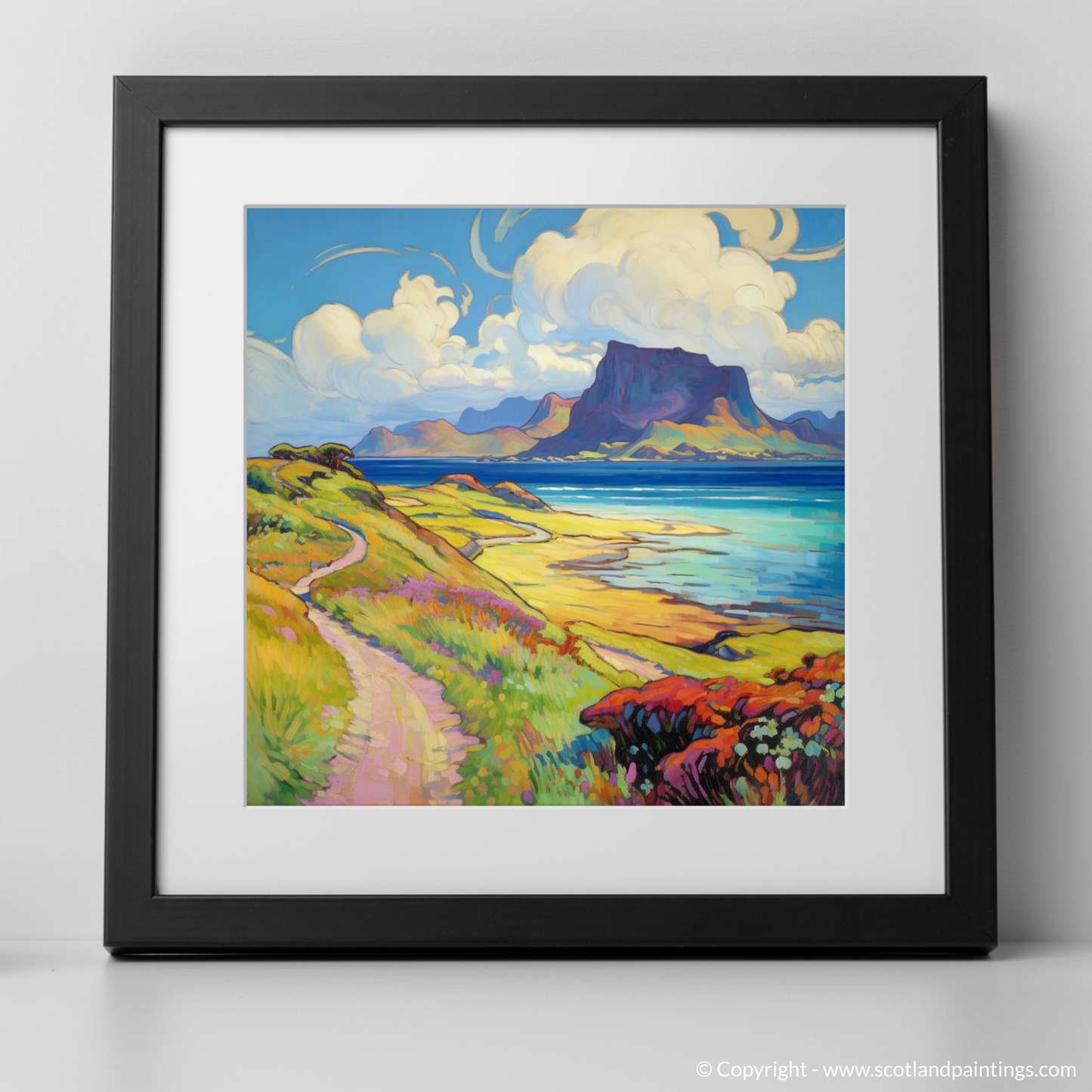 Art Print of Isle of Eigg, Inner Hebrides in summer with a black frame