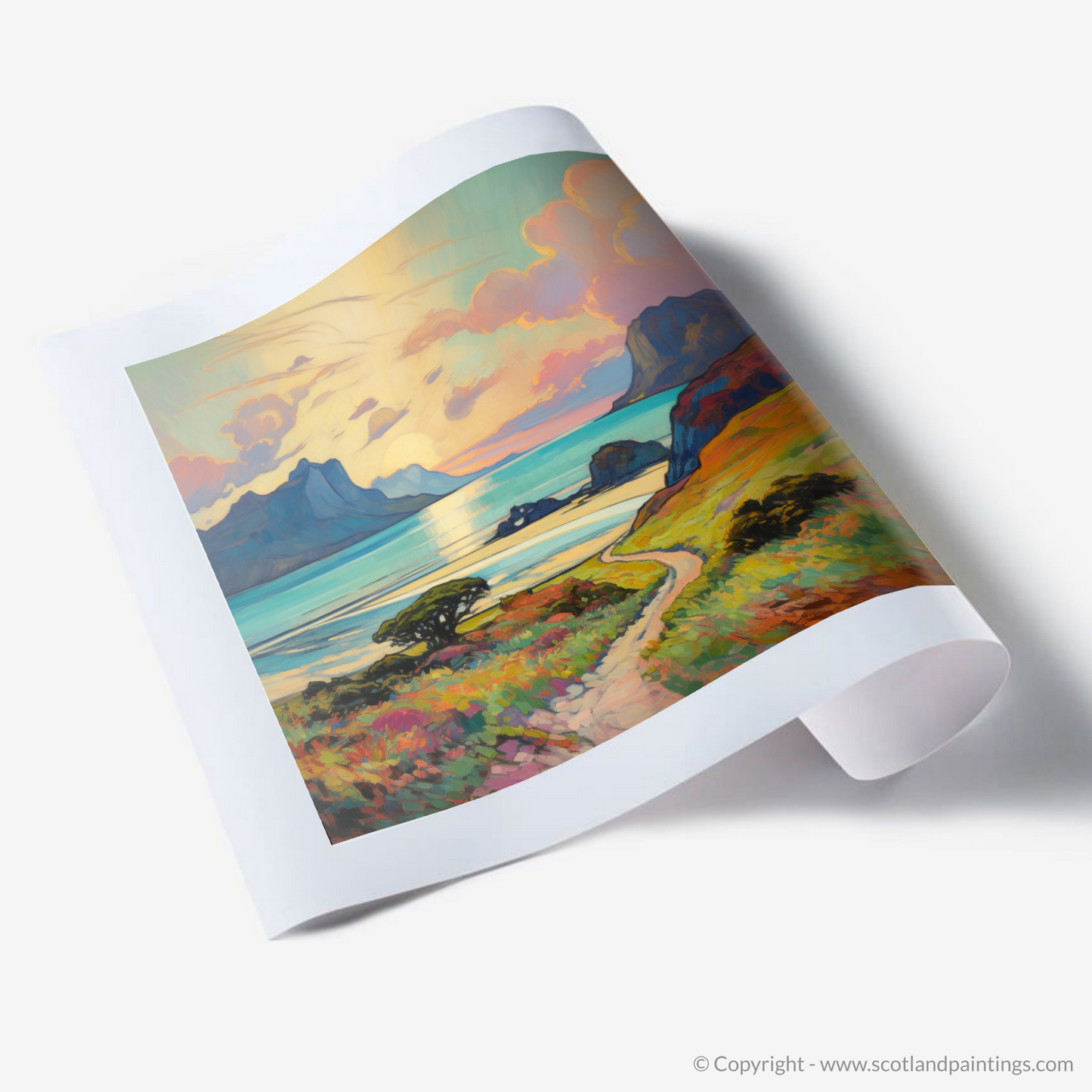 Painting and Art Print of Isle of Eigg, Inner Hebrides in summer. Summer Serenade on Isle of Eigg.