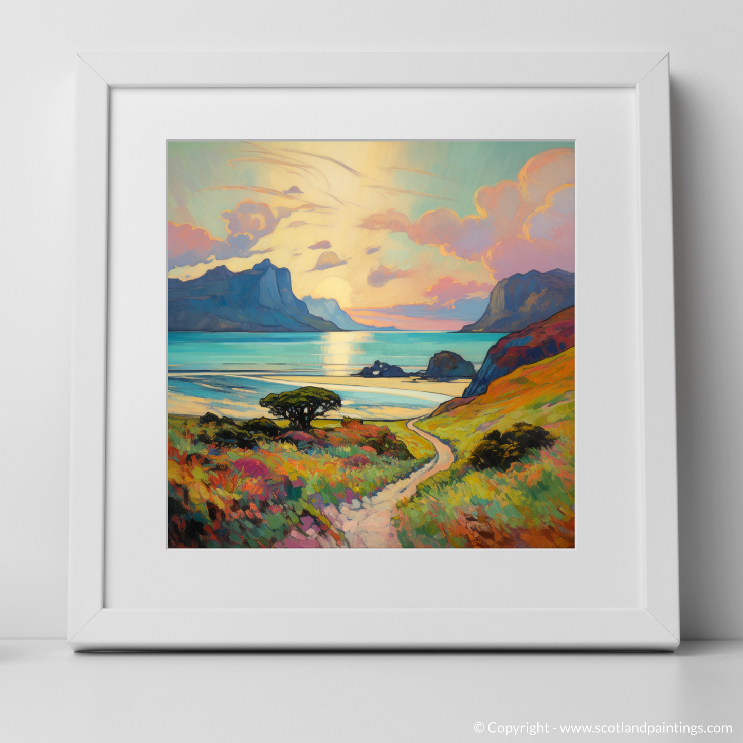 Painting and Art Print of Isle of Eigg, Inner Hebrides in summer. Summer Serenade on Isle of Eigg.