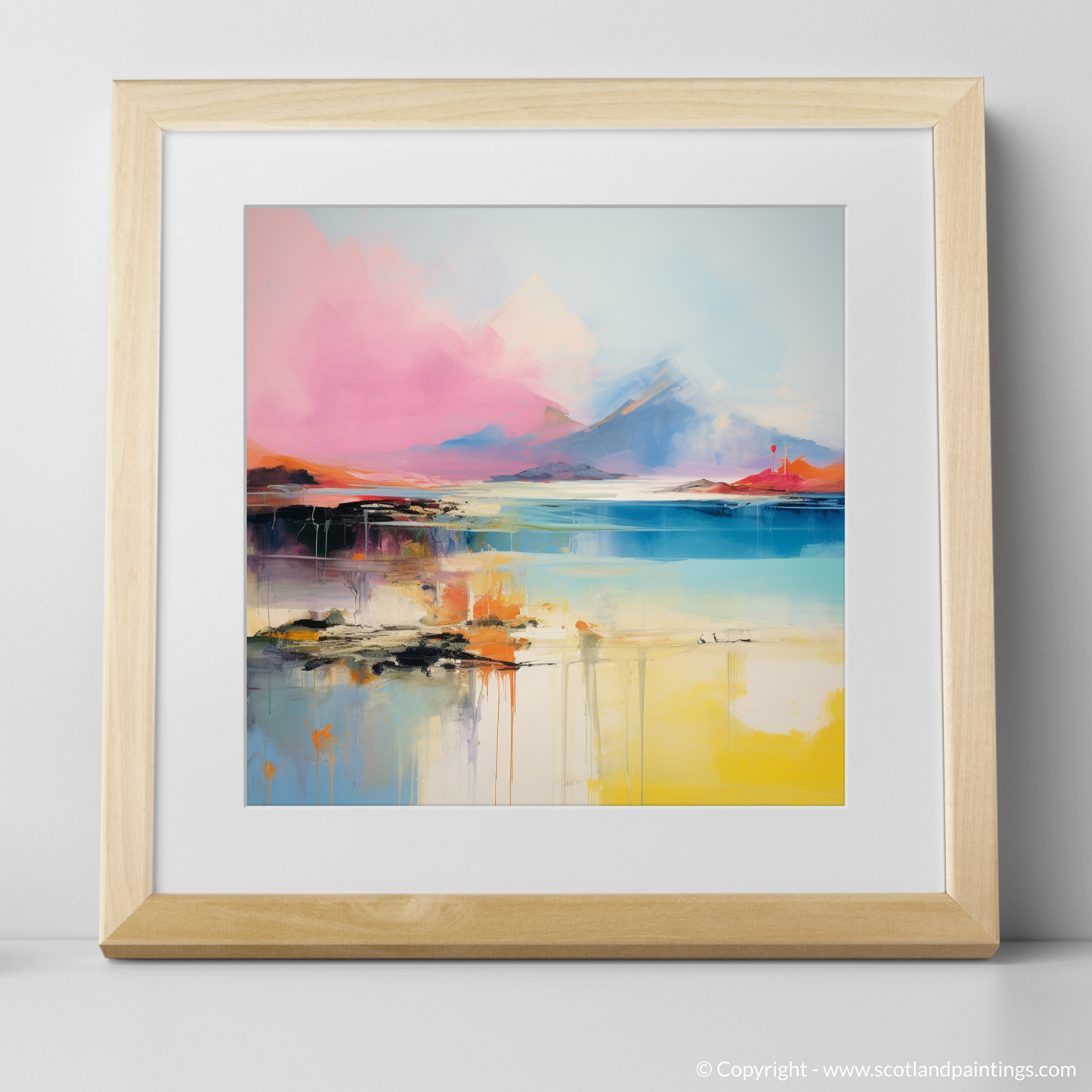 Art Print of Isle of Rum, Inner Hebrides in summer with a natural frame