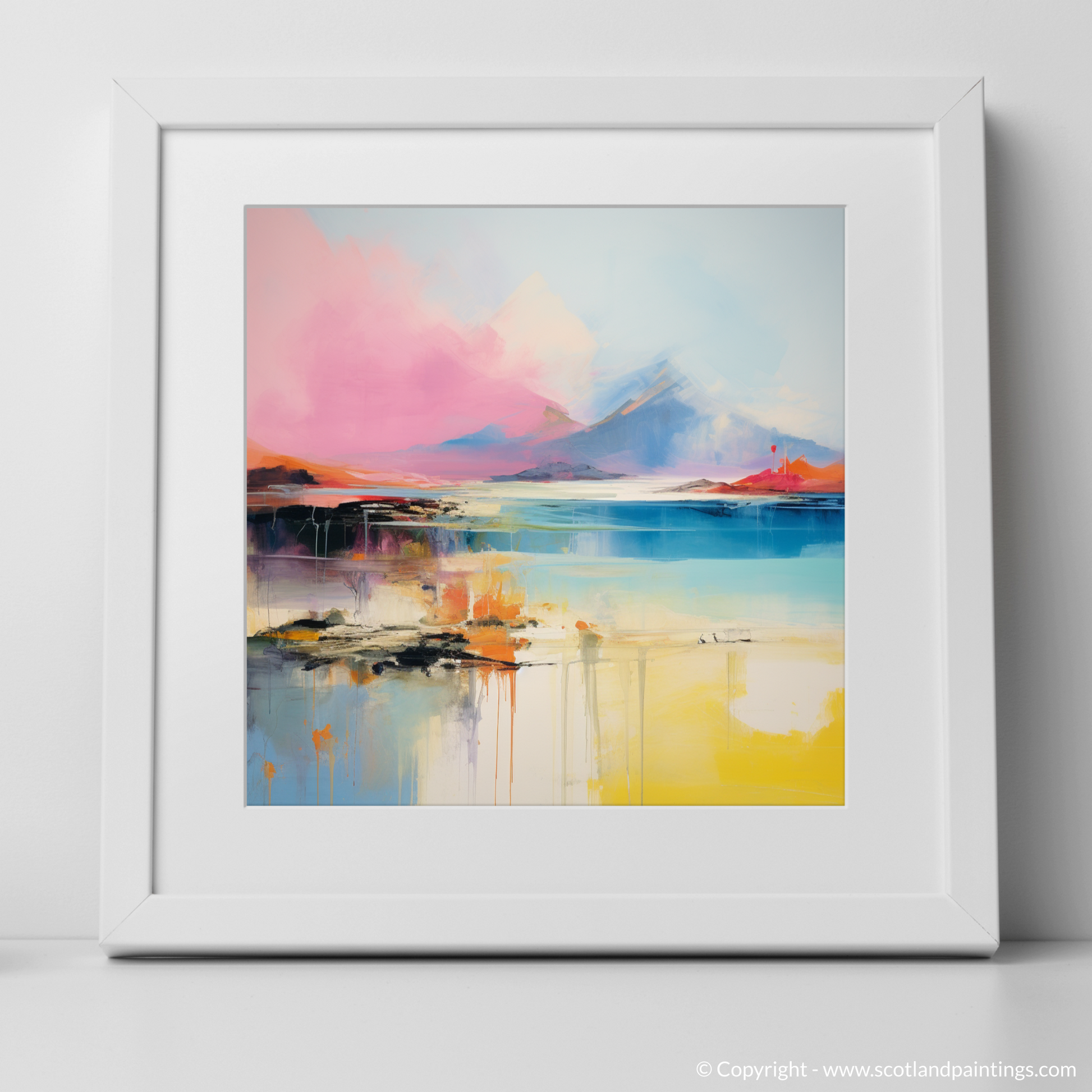 Art Print of Isle of Rum, Inner Hebrides in summer with a white frame