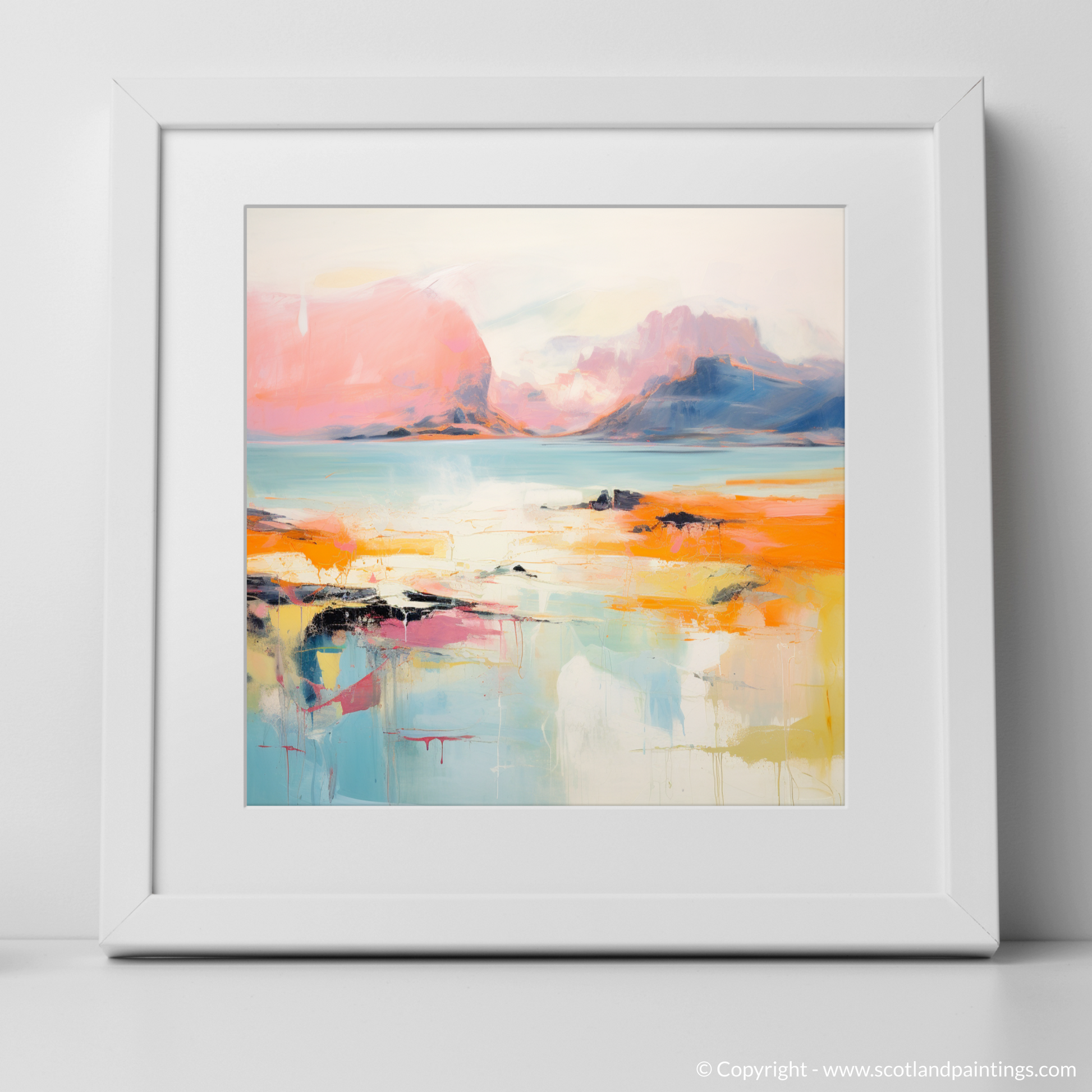 Art Print of Isle of Rum, Inner Hebrides in summer with a white frame