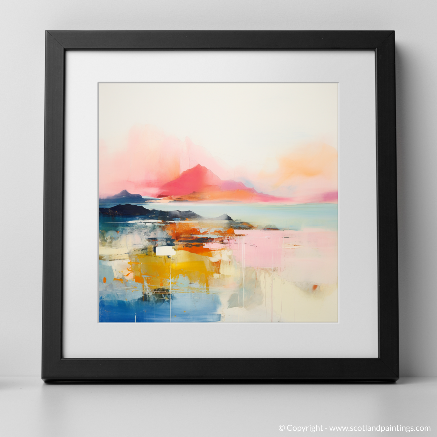 Art Print of Isle of Rum, Inner Hebrides in summer with a black frame