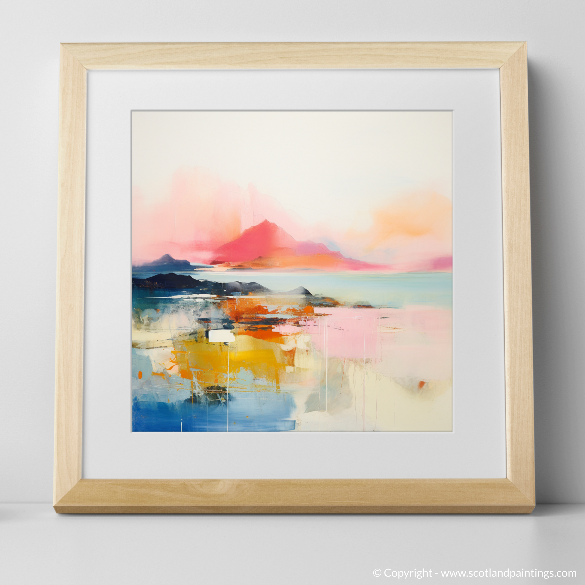 Art Print of Isle of Rum, Inner Hebrides in summer with a natural frame