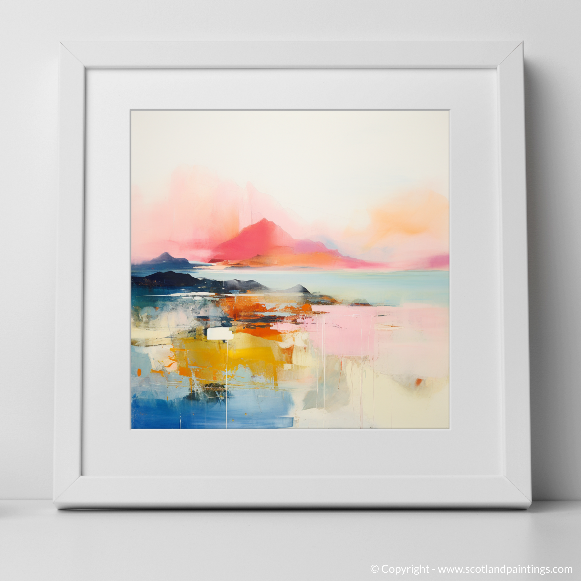 Art Print of Isle of Rum, Inner Hebrides in summer with a white frame