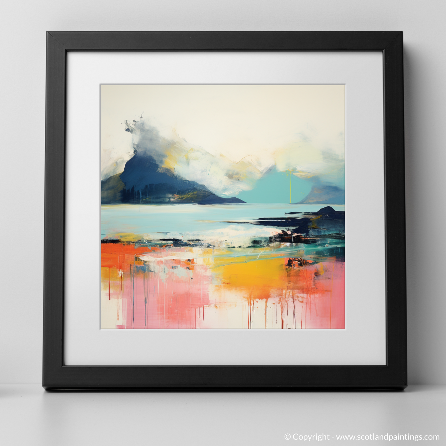 Painting and Art Print of Isle of Rum, Inner Hebrides in summer. Summer Abstract of Isle of Rum.