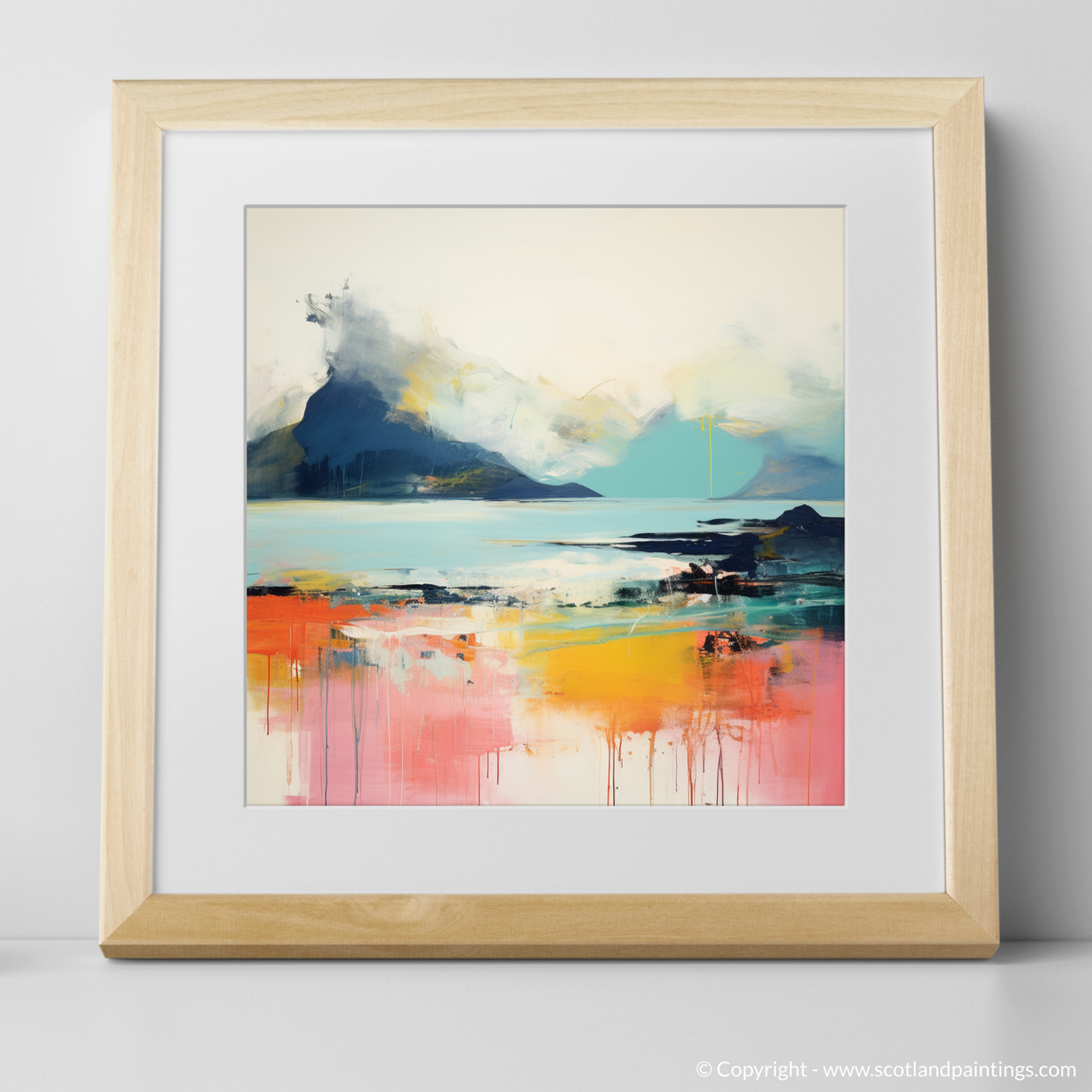 Painting and Art Print of Isle of Rum, Inner Hebrides in summer. Summer Abstract of Isle of Rum.