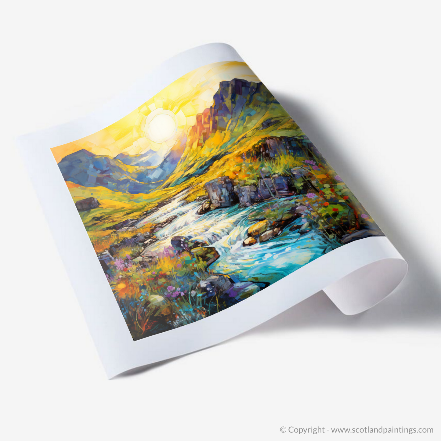 Art Print of Isle of Skye Fairy Pools at golden hour in summer