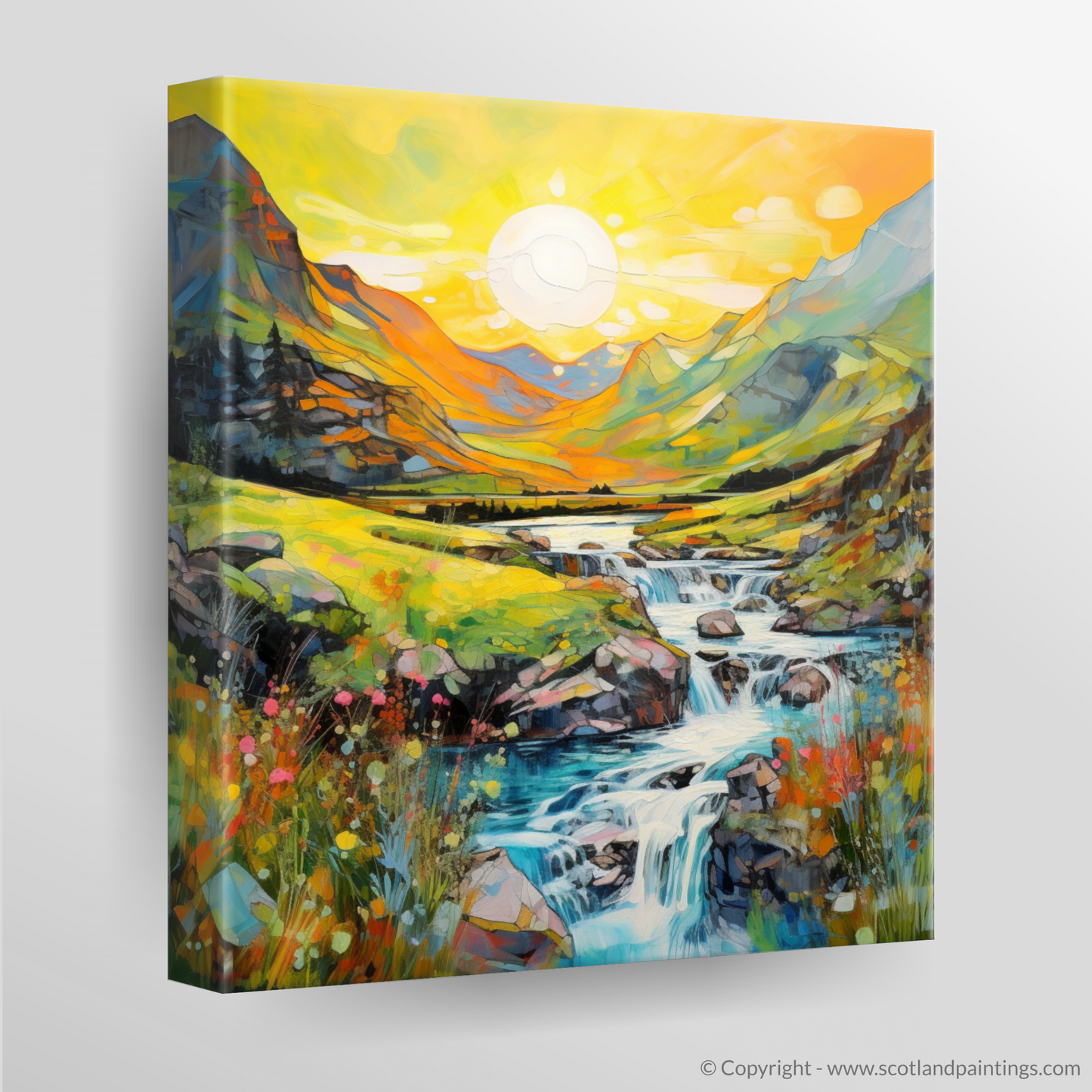 Canvas Print of Isle of Skye Fairy Pools at golden hour in summer