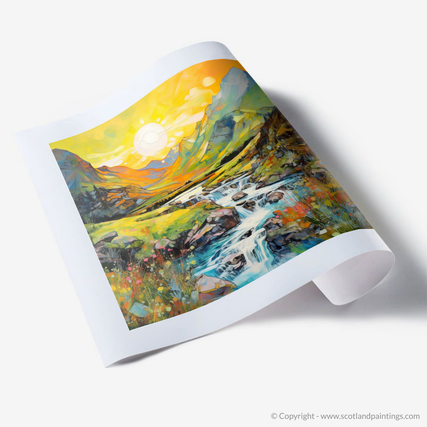 Art Print of Isle of Skye Fairy Pools at golden hour in summer