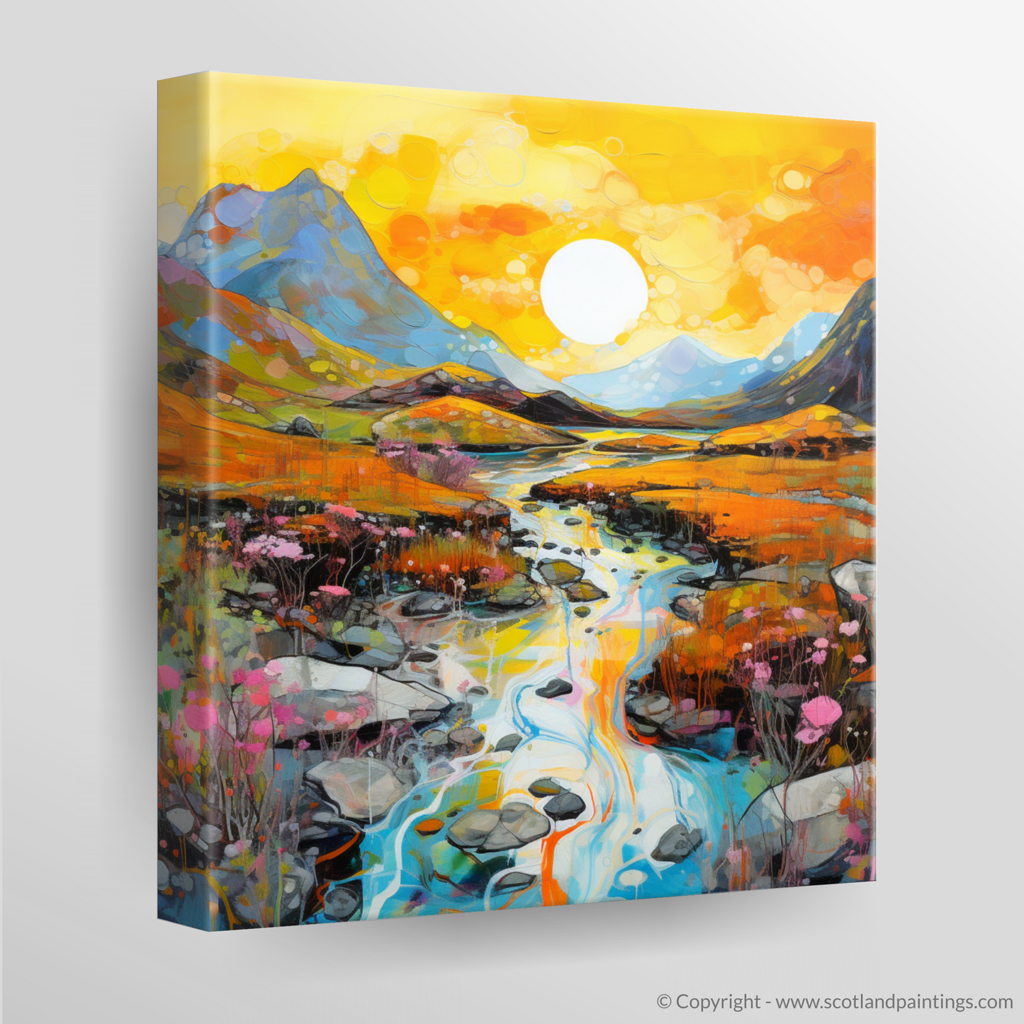 Canvas Print of Isle of Skye Fairy Pools at golden hour in summer