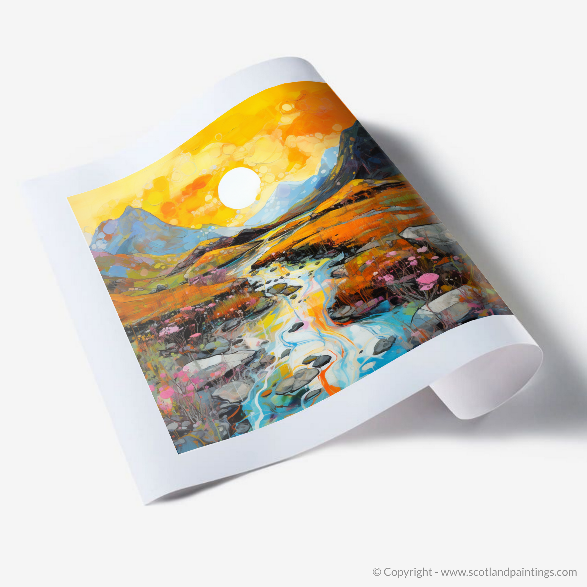 Art Print of Isle of Skye Fairy Pools at golden hour in summer